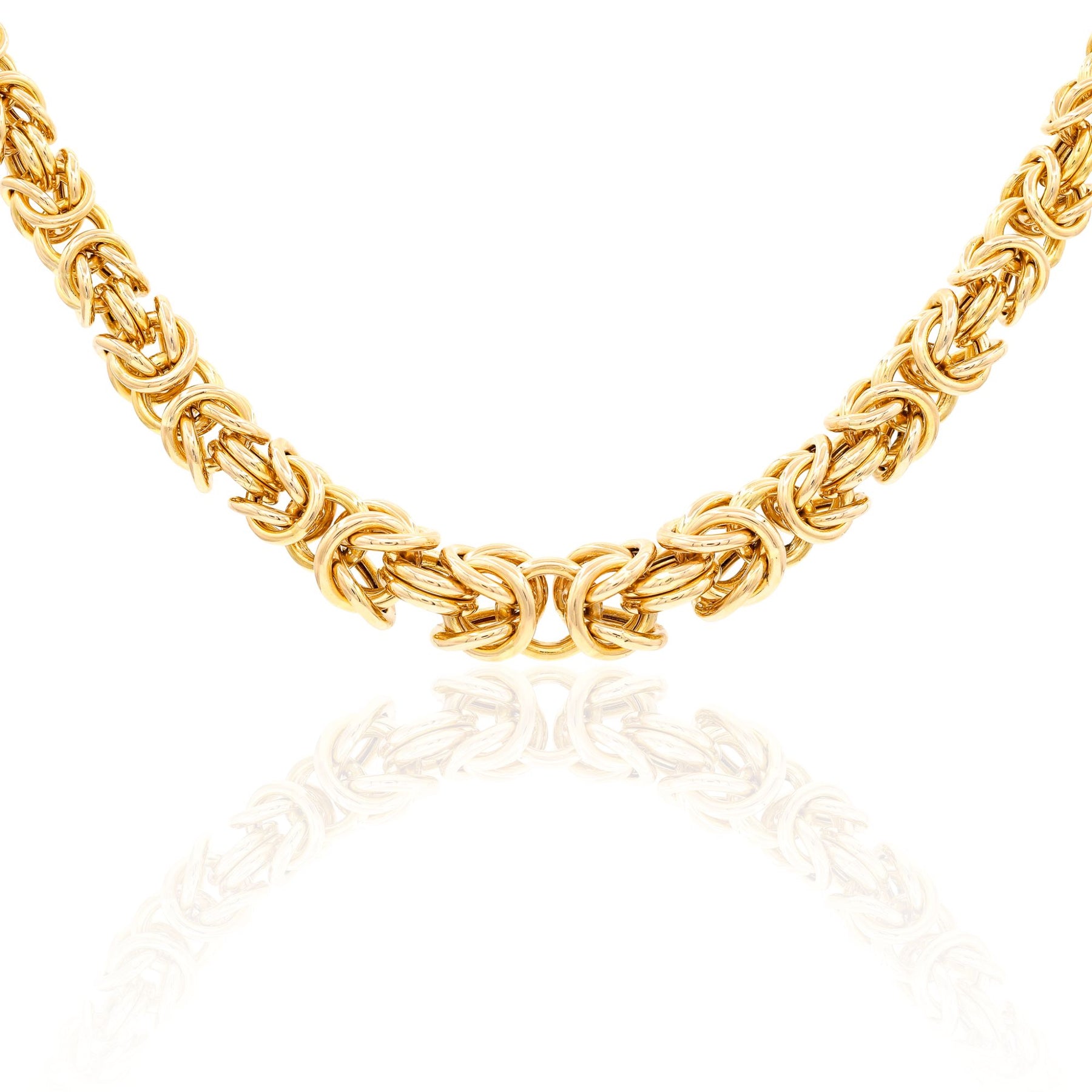 ESTATE 14K YELLOW GOLD 18-INCH GRADUATED BYZANTINE CHAIN NECKLACE