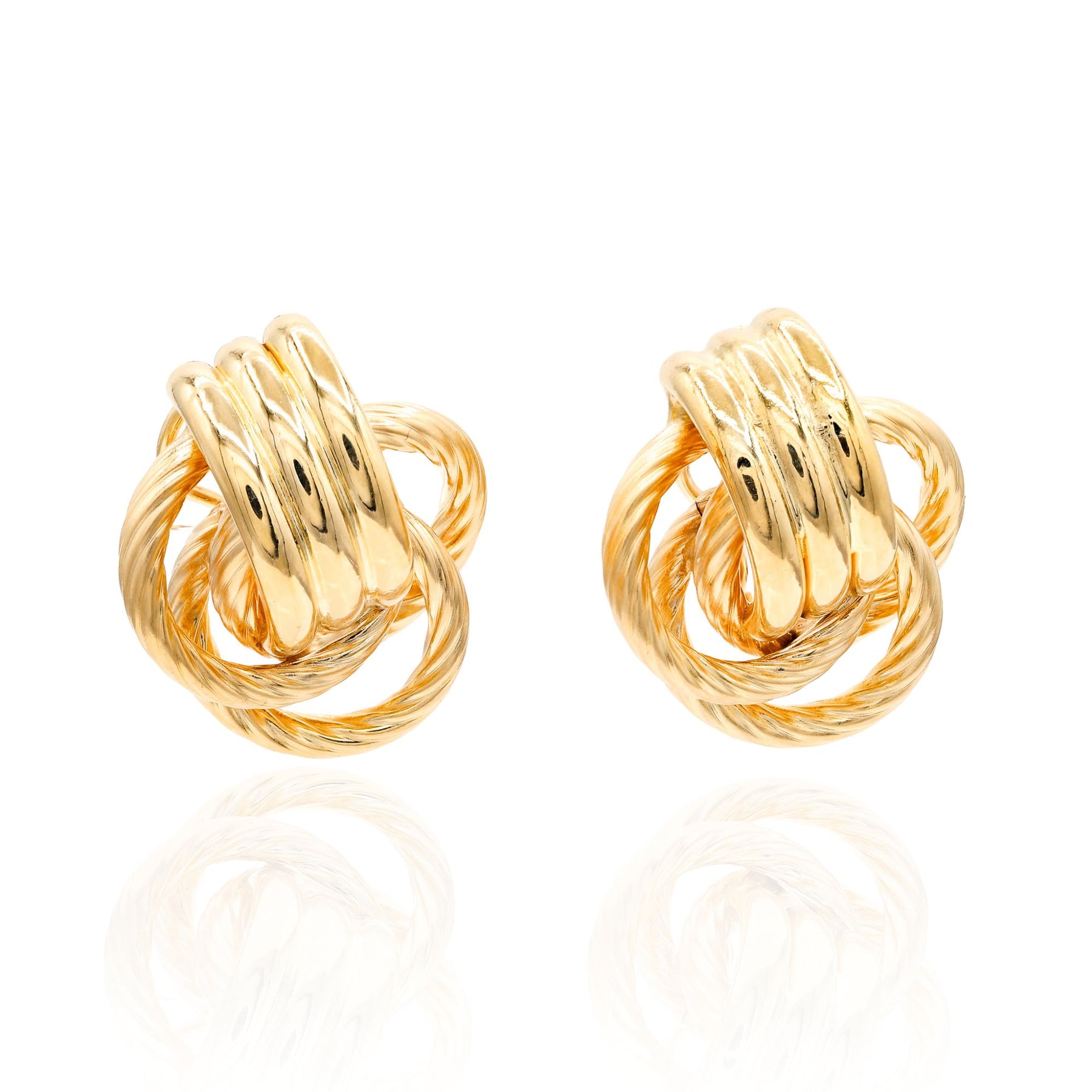 ESTATE 14K YELLOW GOLD ROPE TEXTURE KNOT STUD EARRINGS