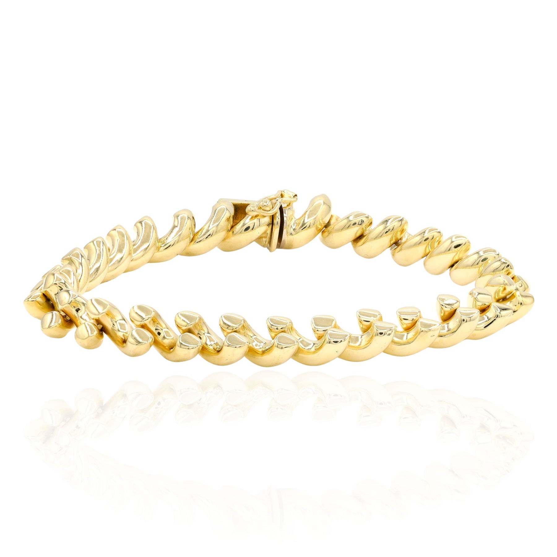 ESTATE 14K YELLOW GOLD 7.5-INCH MACARONI LINK BRACELET