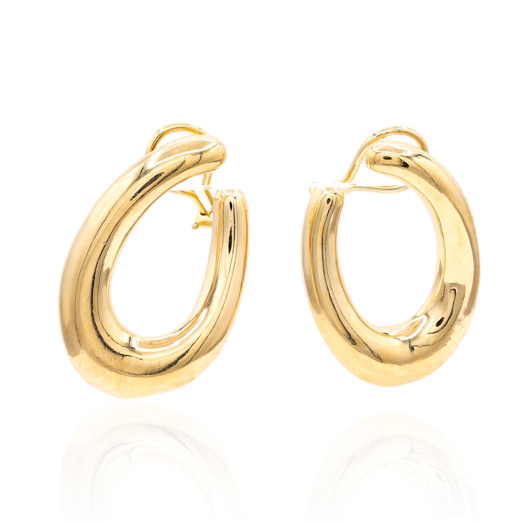 ESTATE 14K YELLOW GOLD LARGE OVAL HOOP EARRINGS