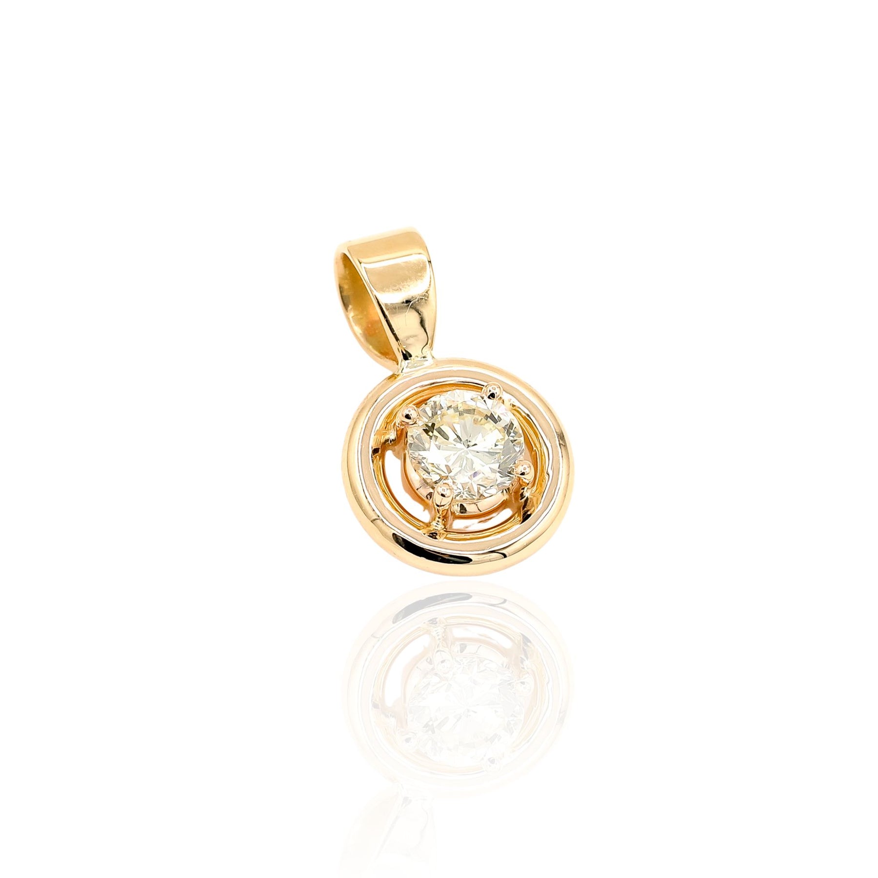ESTATE 14K YELLOW GOLD 1.08CT ROUND DIAMOND FRAMED PENDANT