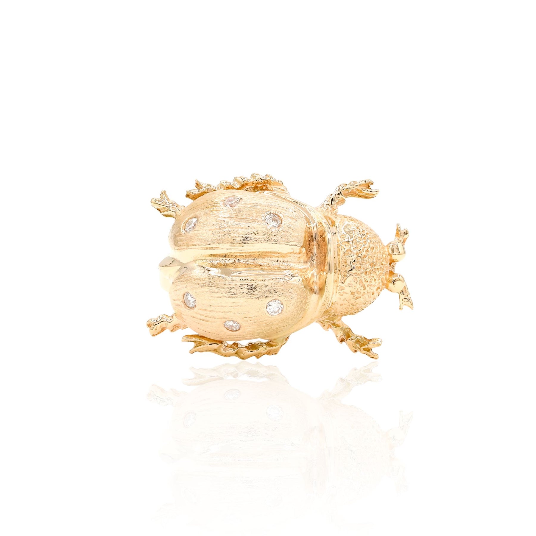 ESTATE 14K YELLOW GOLD EAST-WEST DIAMOND BEETLE RING