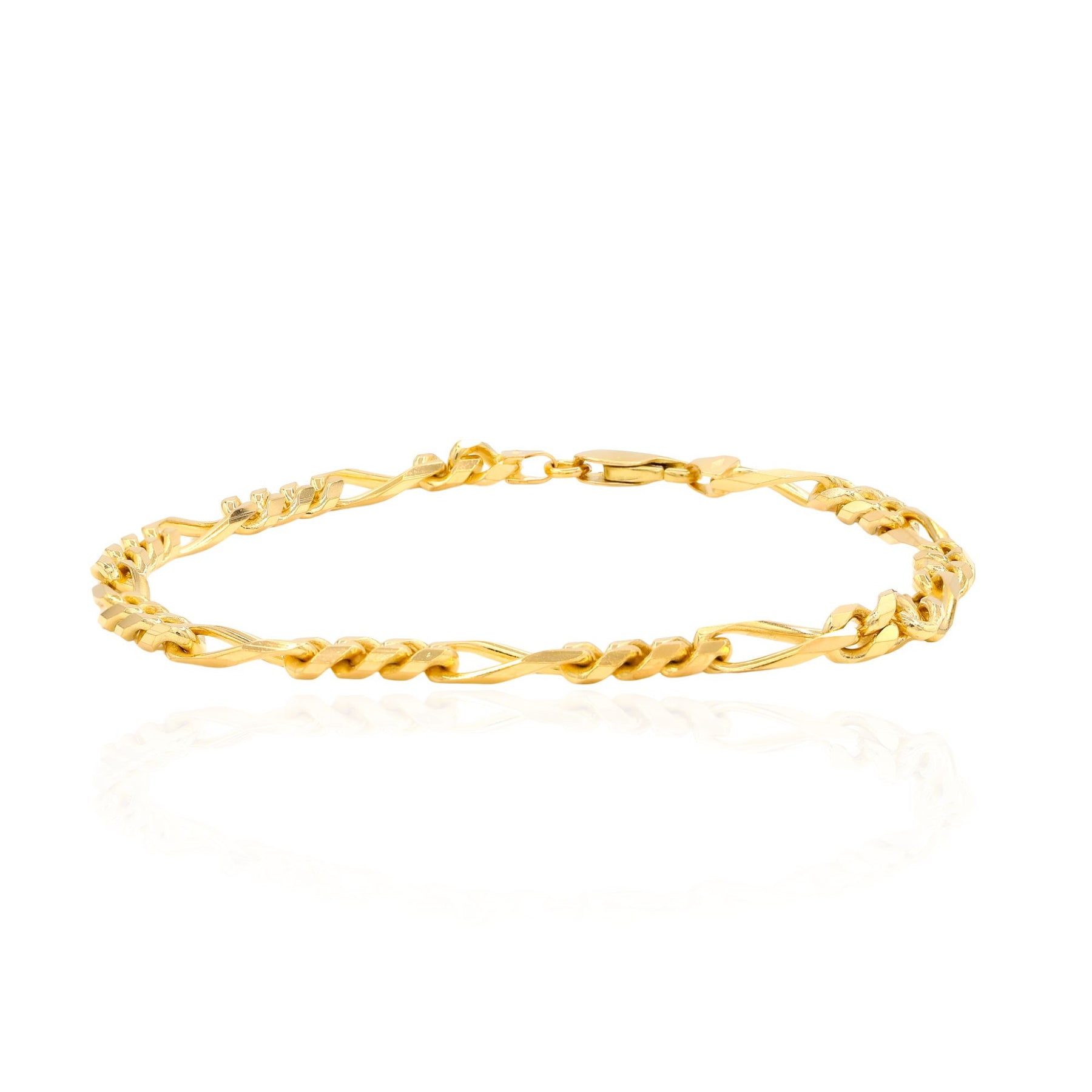 ESTATE 18K YELLOW GOLD FIGARO CHAIN BRACELET