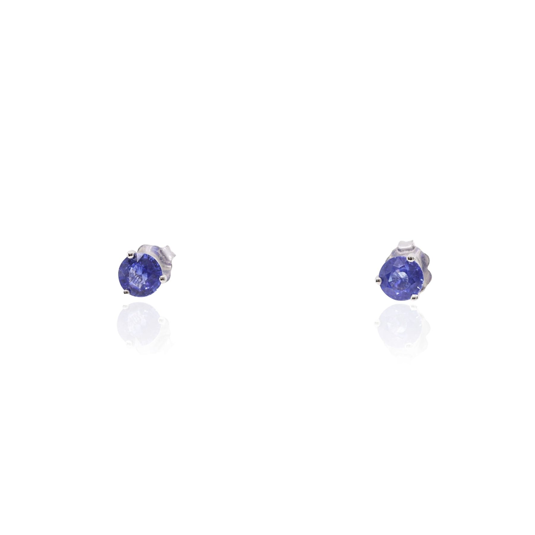 14K WHITE GOLD 5MM BLUE SAPPHIRE STUD EARRINGS
