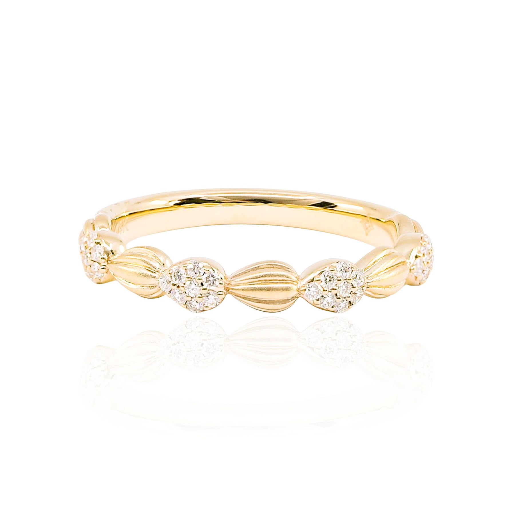 SANDBLAST FINISH 14K YELLOW GOLD MADELEINE DIAMOND RING 0.16CTW VR61050-YGSB