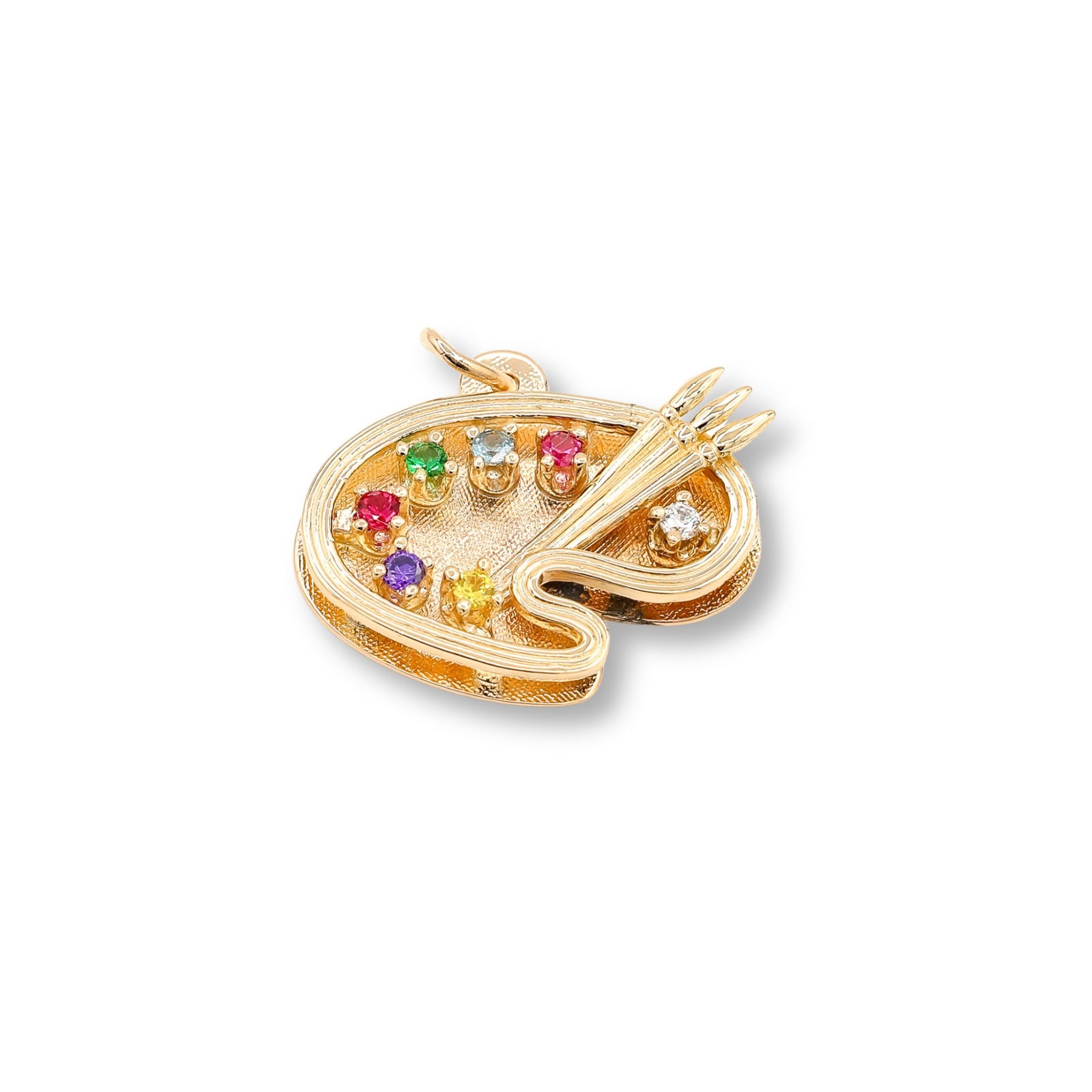 ESTATE 14K YELLOW GOLD MULTI-COLOR GEMSTONE PAINTER&