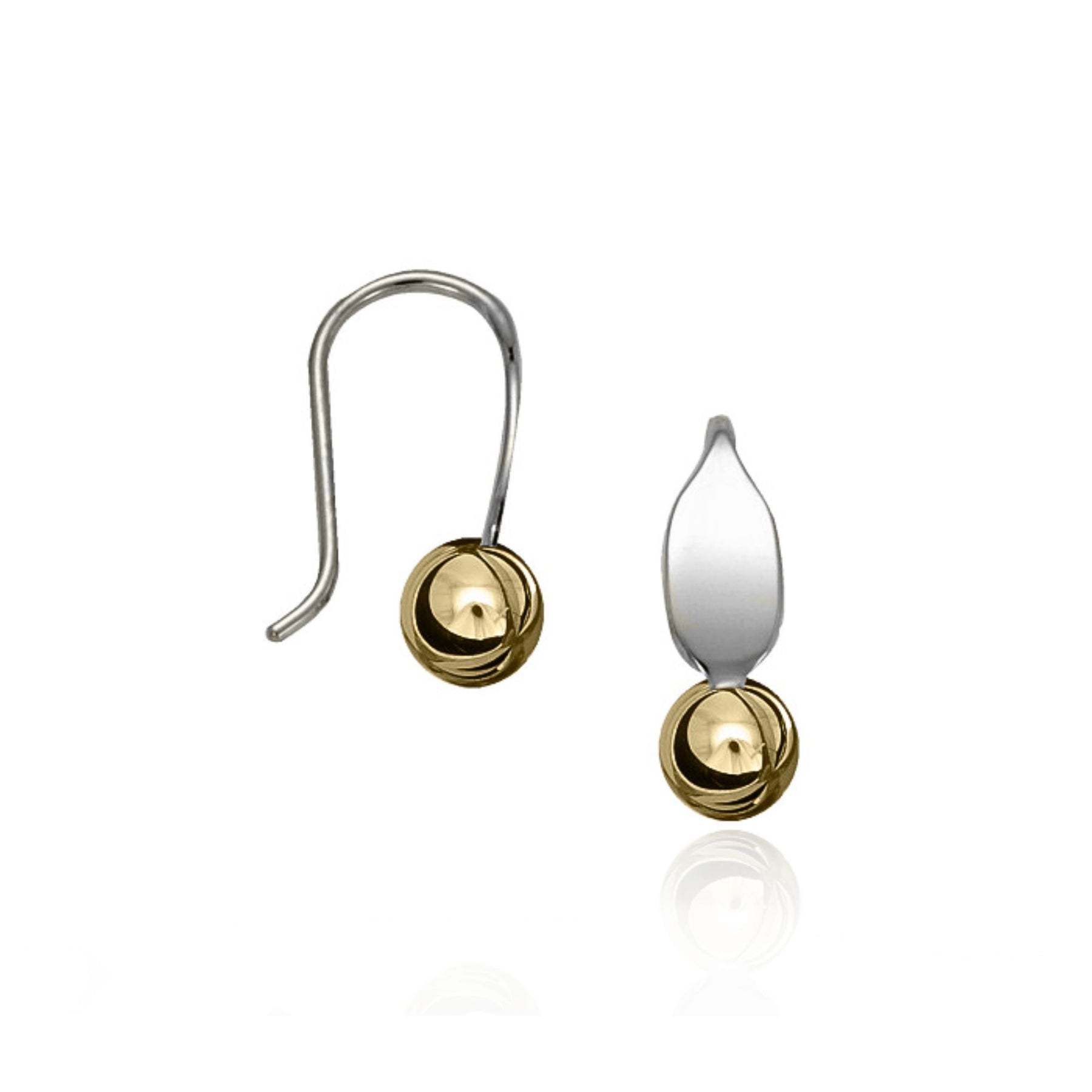 Sterling silver earrings with large gold ball accents at ends