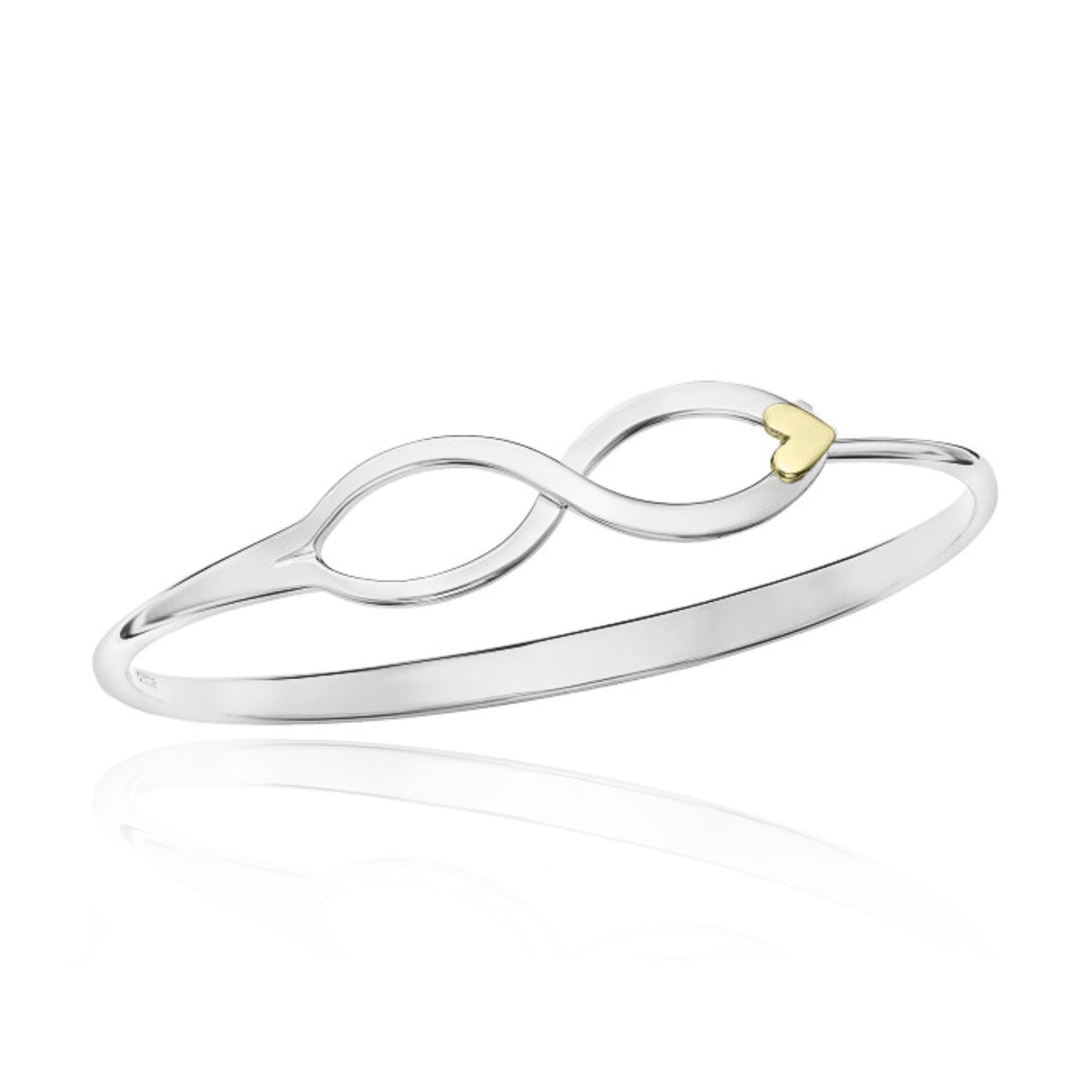 ED LEVIN STERLING SILVER INFINITY BRACELET WITH 14K YELLOW GOLD HEART ACCENT BR54342HT
