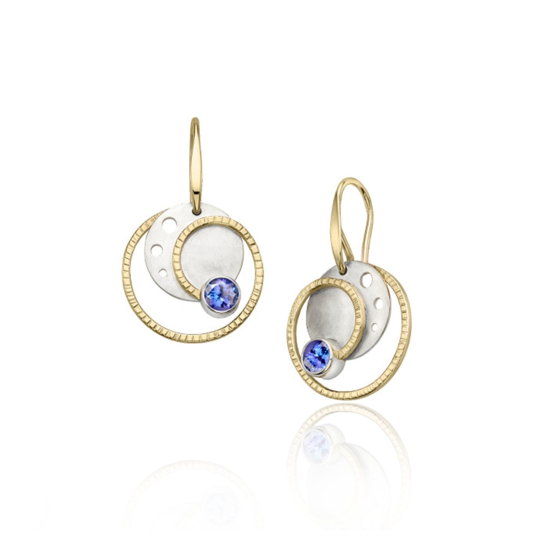 ED LEVIN STERLING SILVER AND 14K YELLOW GOLD DANGLE EARRINGS WITH IOLITE EA46842FI