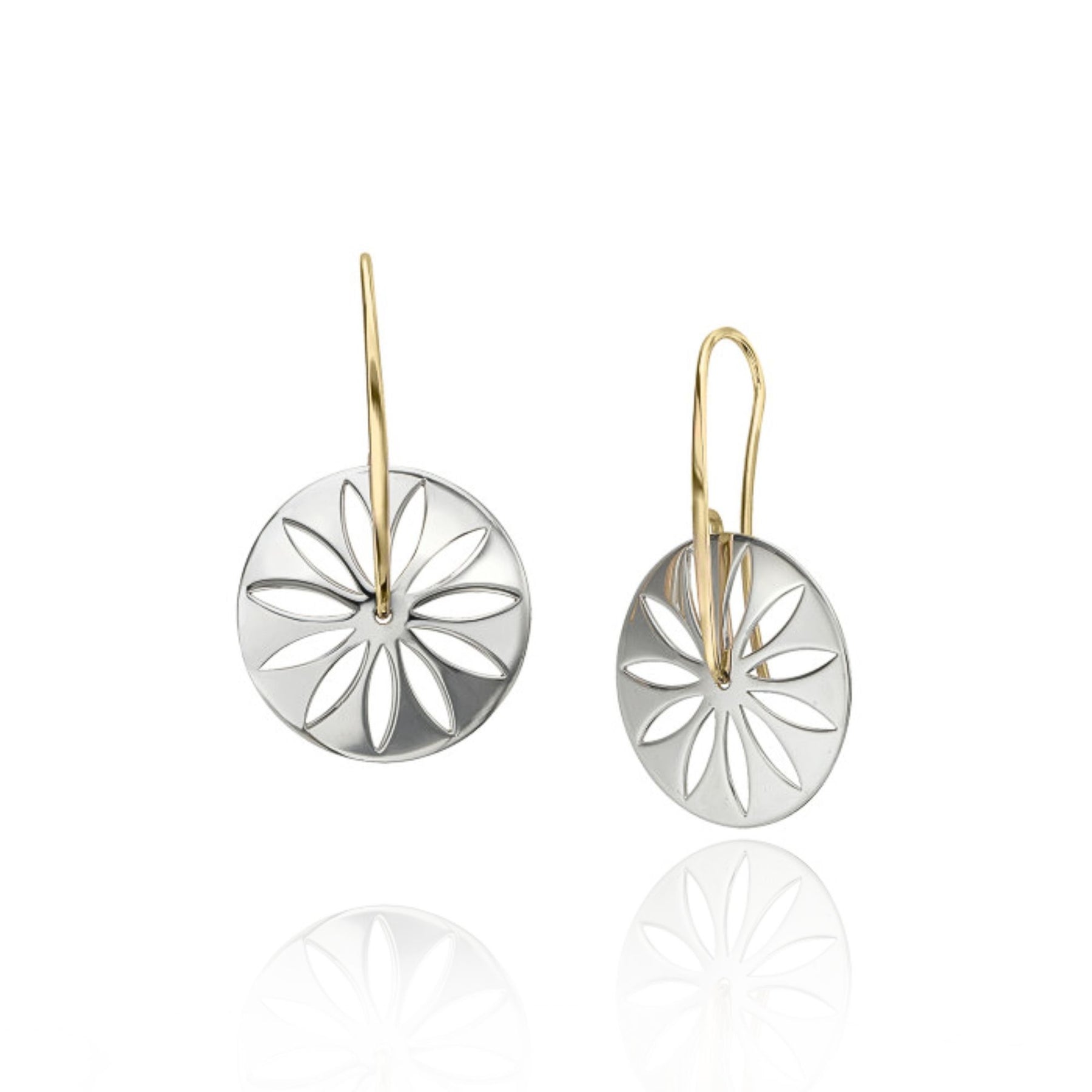 ED LEVIN STERLING SILVER AND 14K YELLOW GOLD CARNIVAL DISC DANGLE EARRINGS EA46542