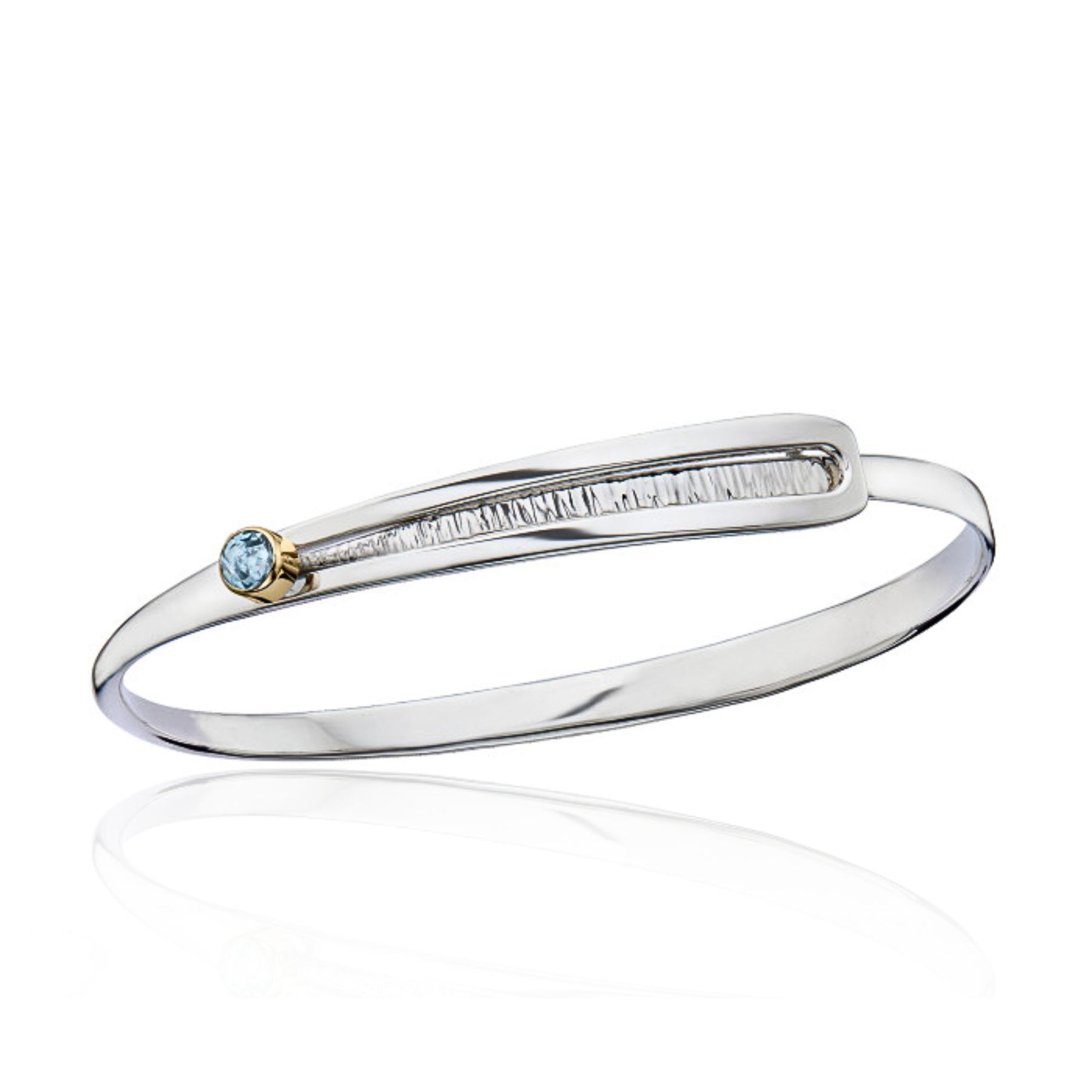 ED LEVIN STERLING SILVER GEM SLIDE BRACELET WITH 14K YELLOW GOLD SET BLUE TOPAZ BR71042BT