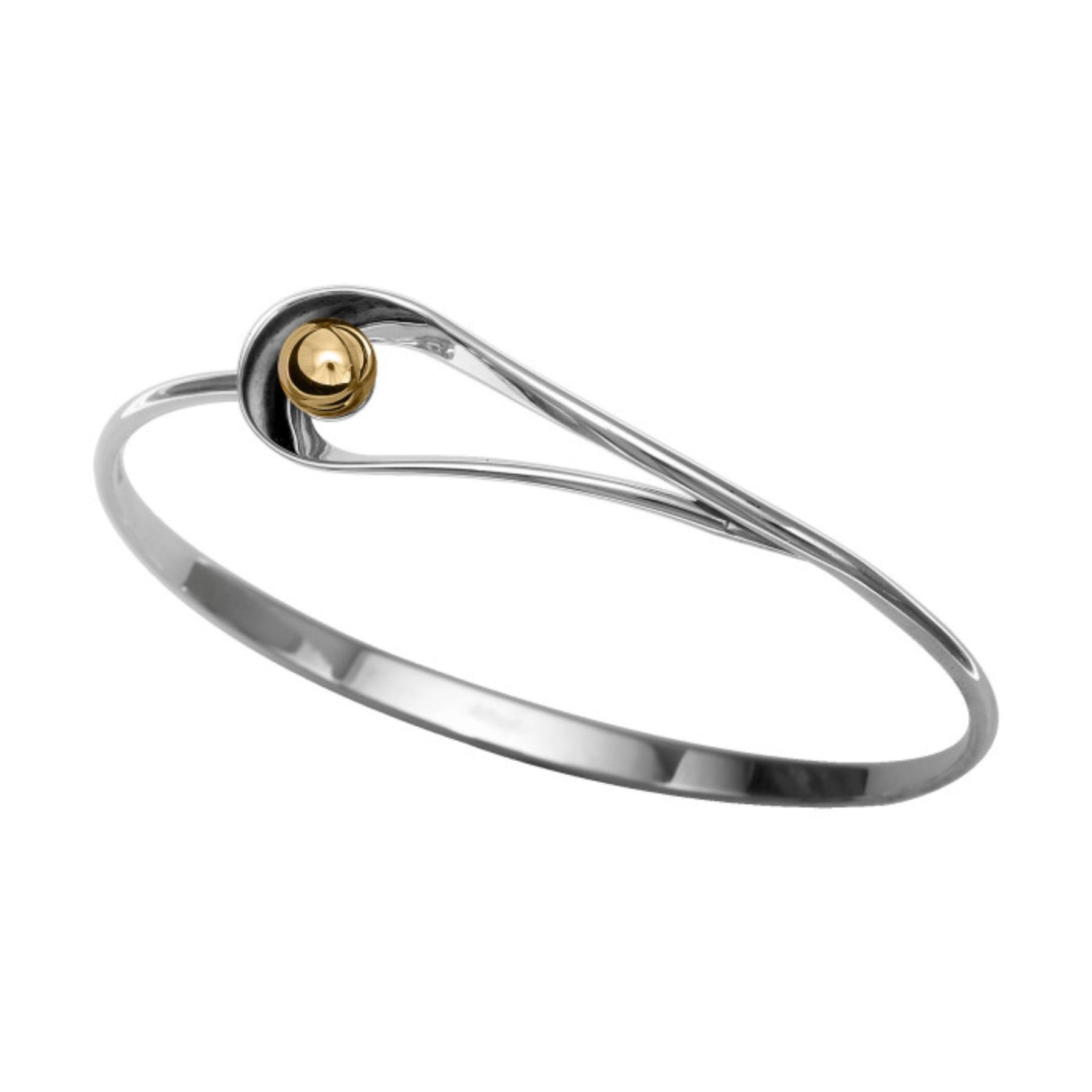 ED LEVIN STERLING SILVER AND 14K YELLOW GOLD RENDEZVOUS BANGLE BRACELET