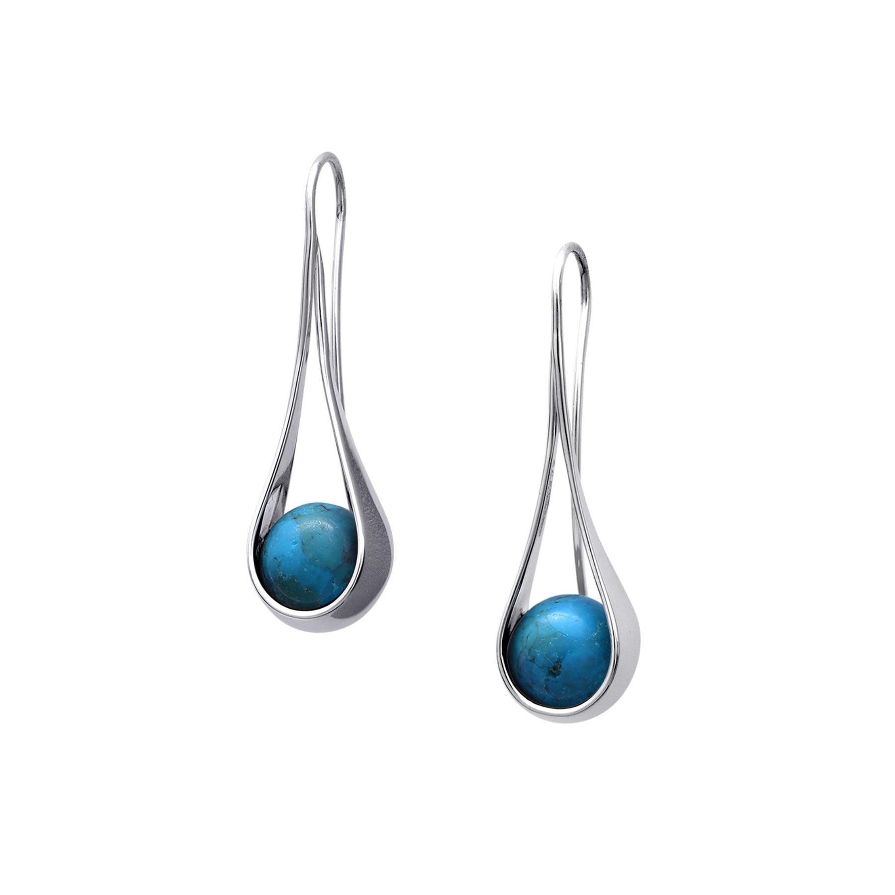 ED LEVIN STERLING SILVER CAPTIVATING TURQUOISE DANGLE EARRINGS