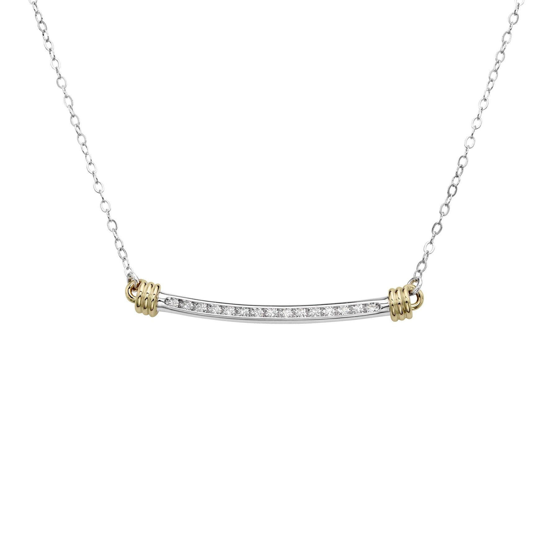 ED LEVIN STERLING SILVER AND 14K YELLOW GOLD 18-INCH DIAMOND SIGNATURE NECKLACE