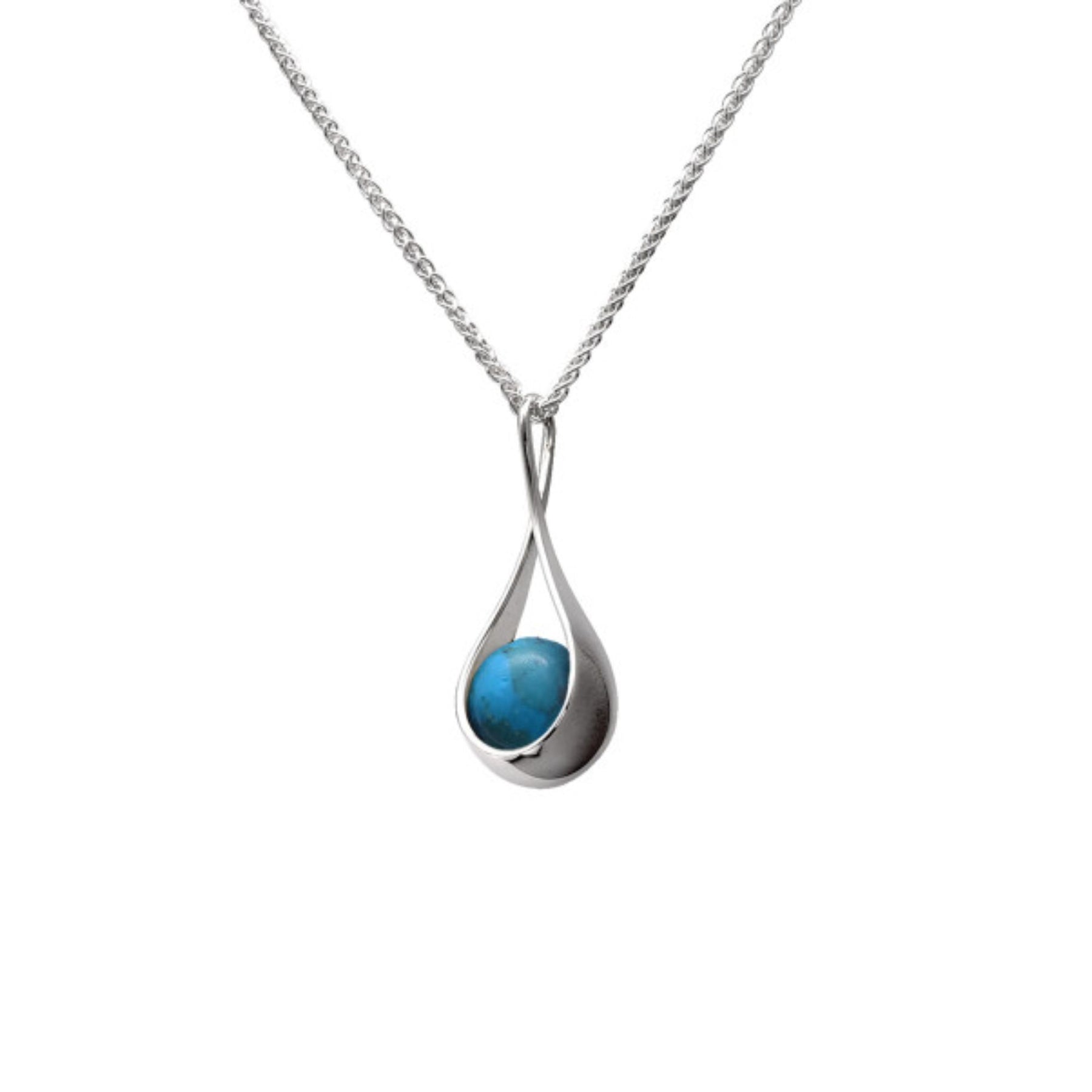 ED LEVIN STERLING SILVER CAPTIVATING TURQUOISE PENDANT NECKLACE, 18 INCHES