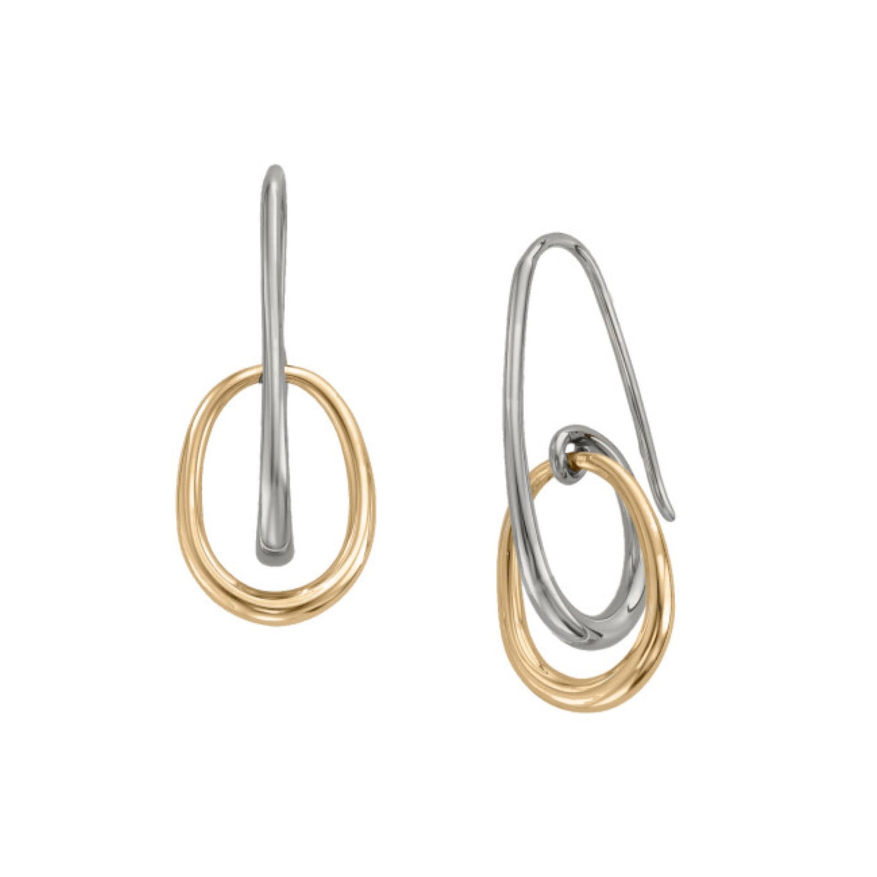 ED LEVIN STERLING SILVER AND 14K YELLOW GOLD HALO DROP EARRINGS