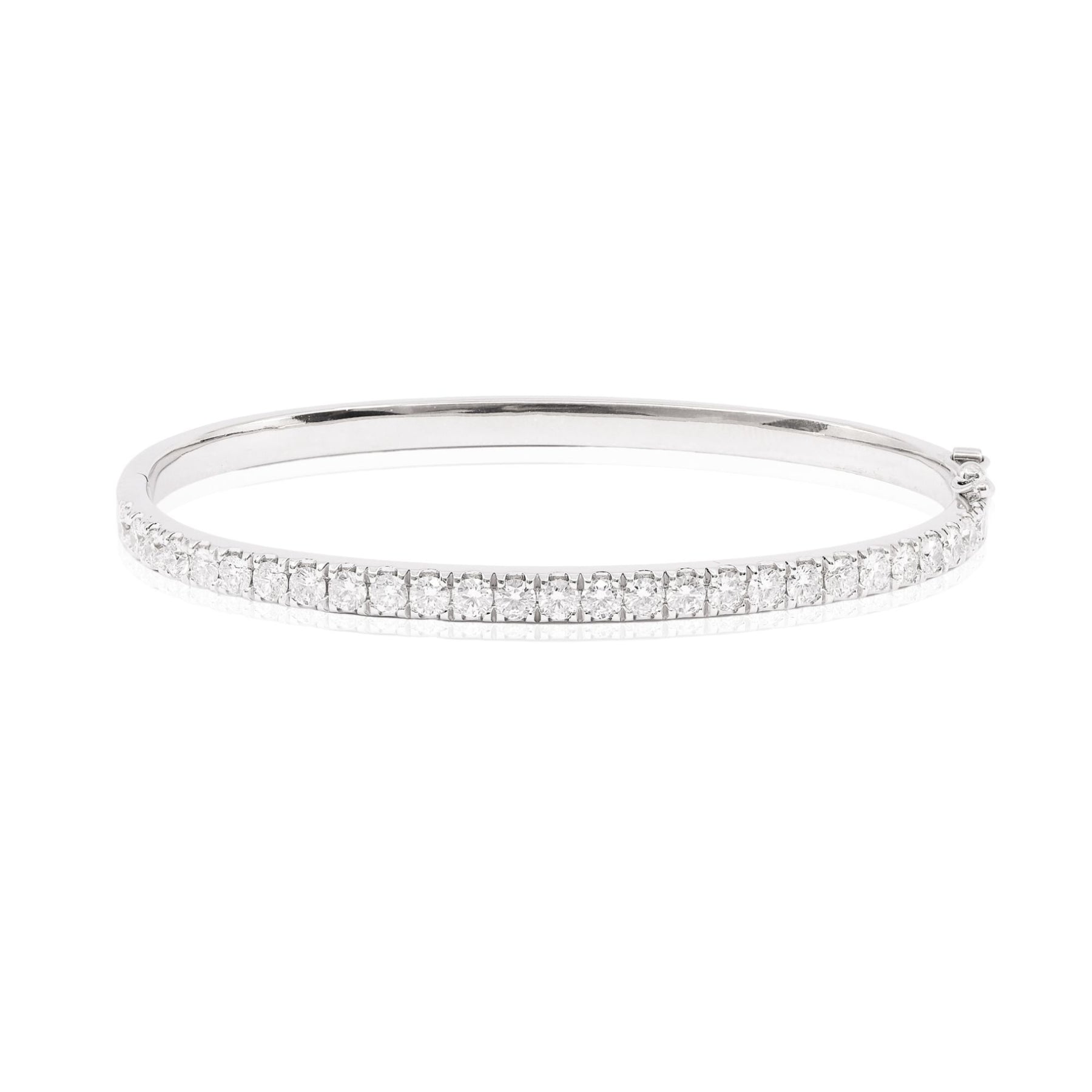 ESTATE 14K WHITE GOLD DIAMOND BANGLE BRACELET - 2.31CTW