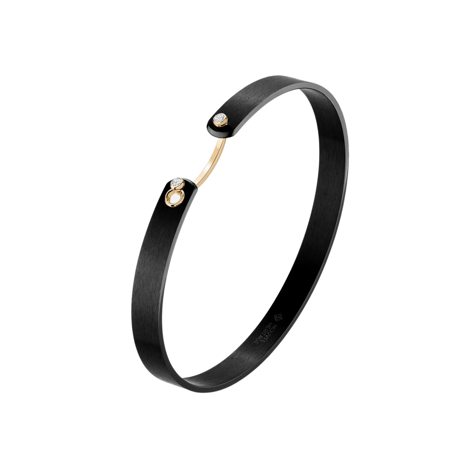 NOUVEL HERITAGE BLACK TITANIUM AND 18K YELLOW GOLD GOOD MORNING MOOD BANGLE BRACELET