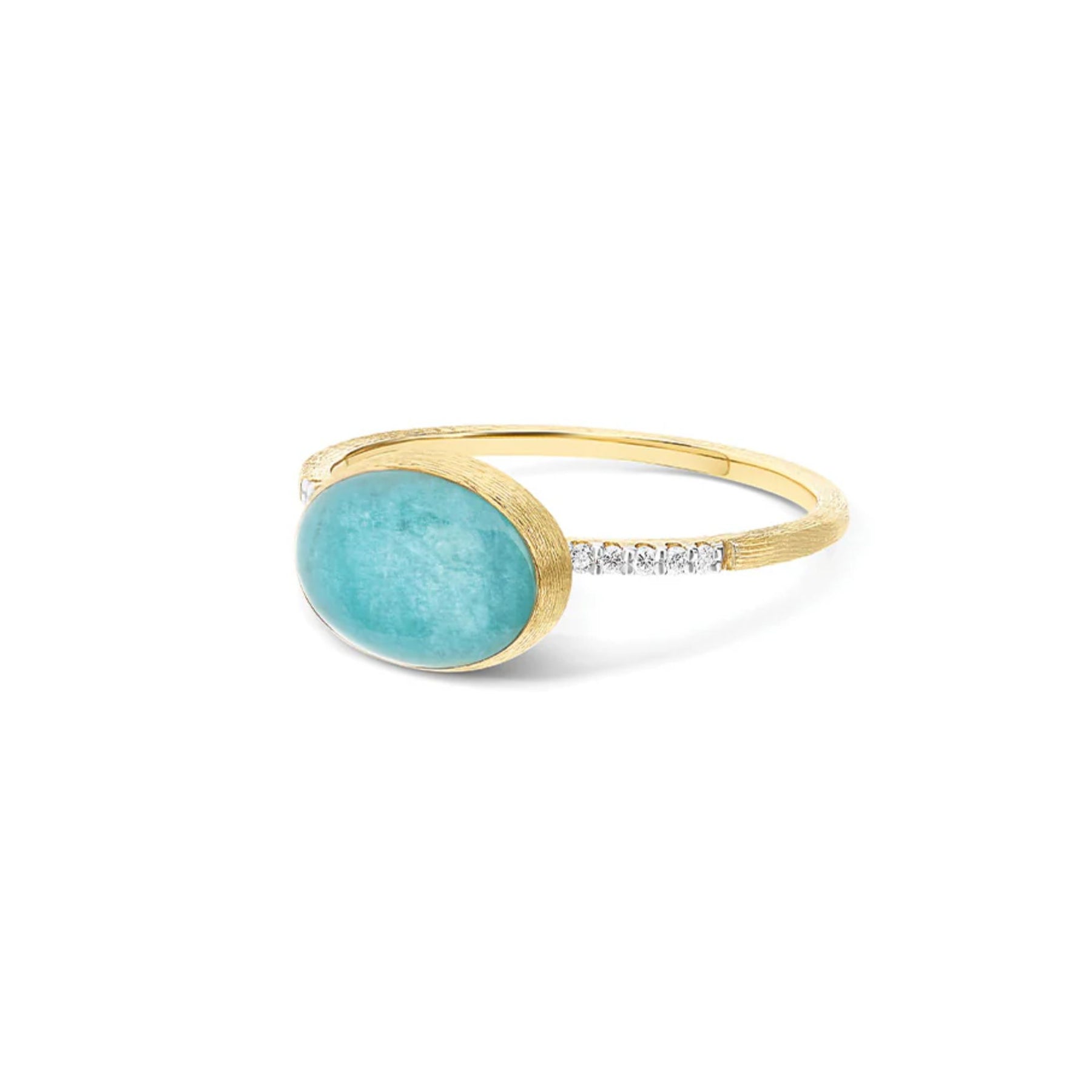 NANIS 18K YELLOW GOLD BOULES AMAZONITE AND DIAMOND RING