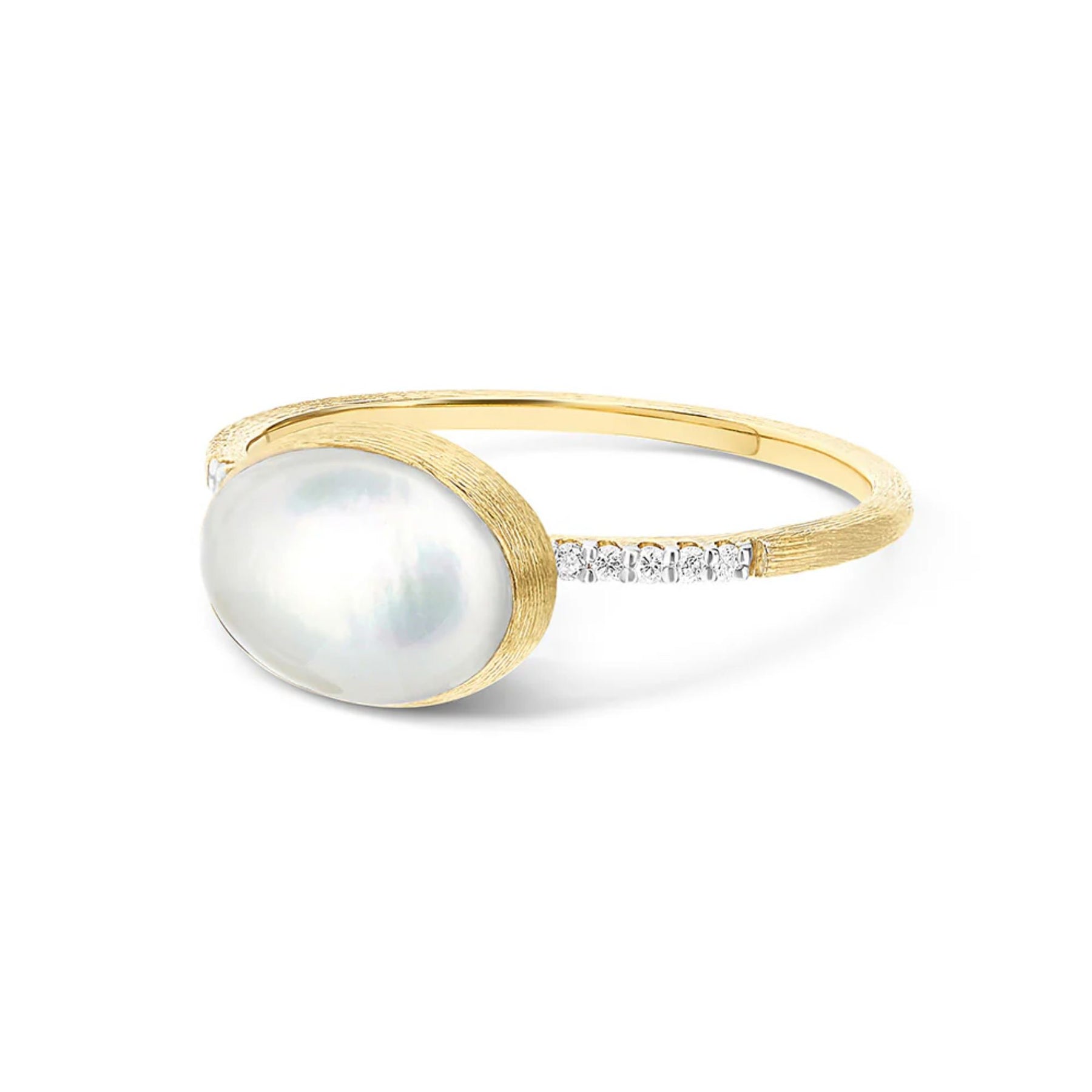 NANIS 18K YELLOW GOLD BOULES MOTHER-OF-PEARL AND DIAMOND RING
