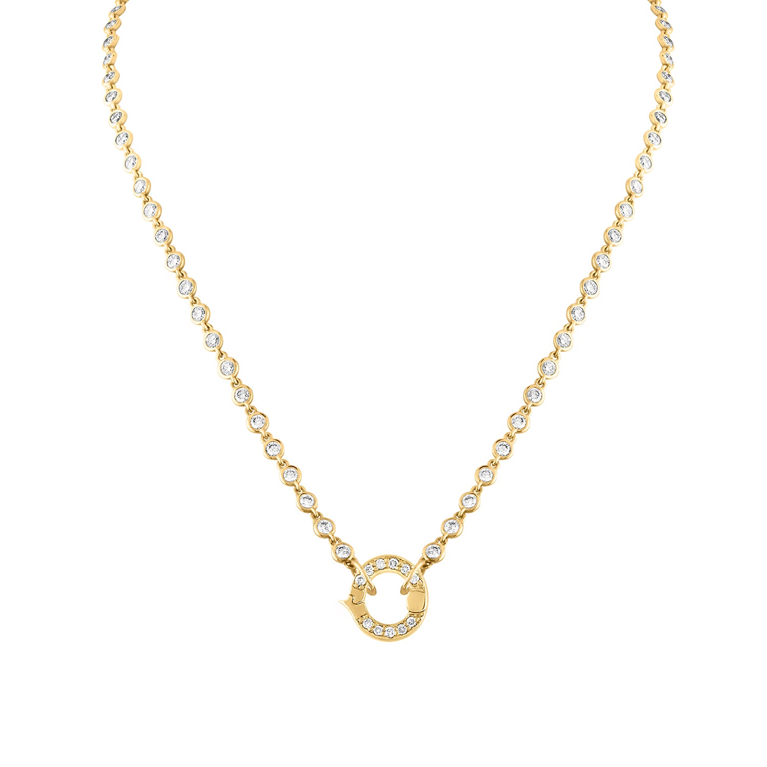 EDEN PRESLEY 14K YELLOW GOLD DIAMOND NECKLACE WITH PAVE DIAMOND CIRCLE MNTN142-1D-16