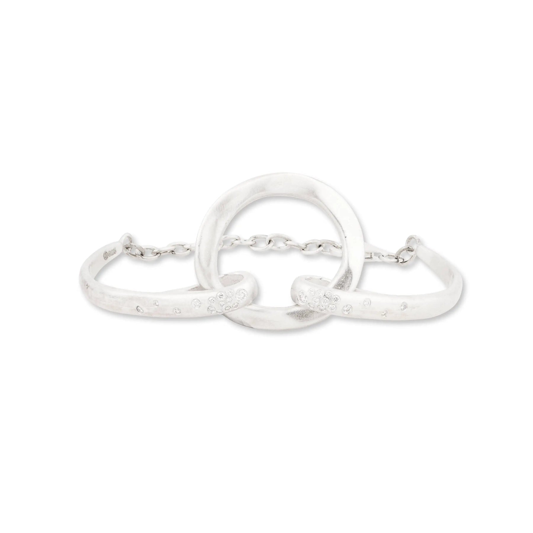 LIKA BEHAR MATTE STERLING SILVER ORION DIAMOND BRACELET