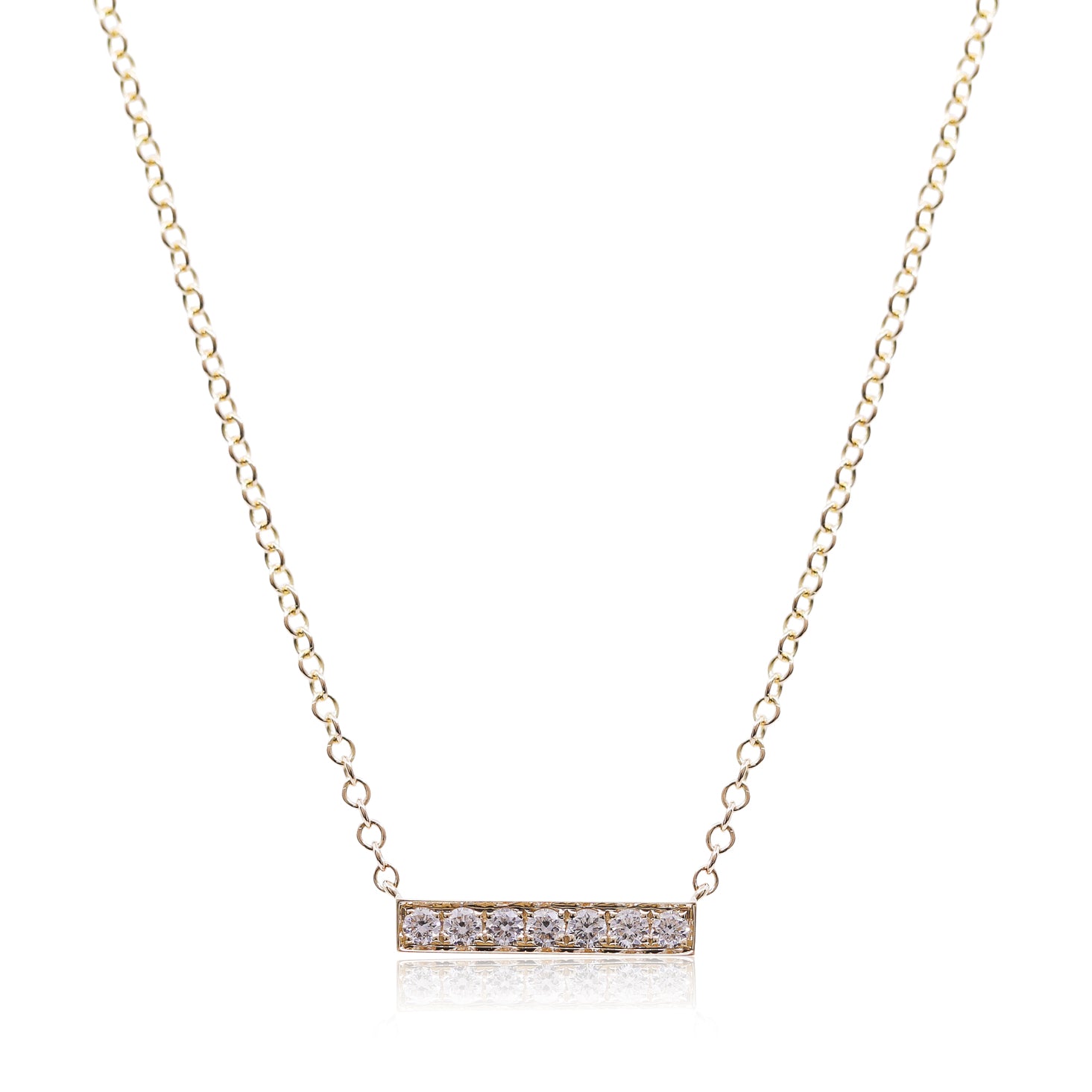 18K YELLOW GOLD DIAMOND BAR PENDANT NECKLACE 0.15CTW