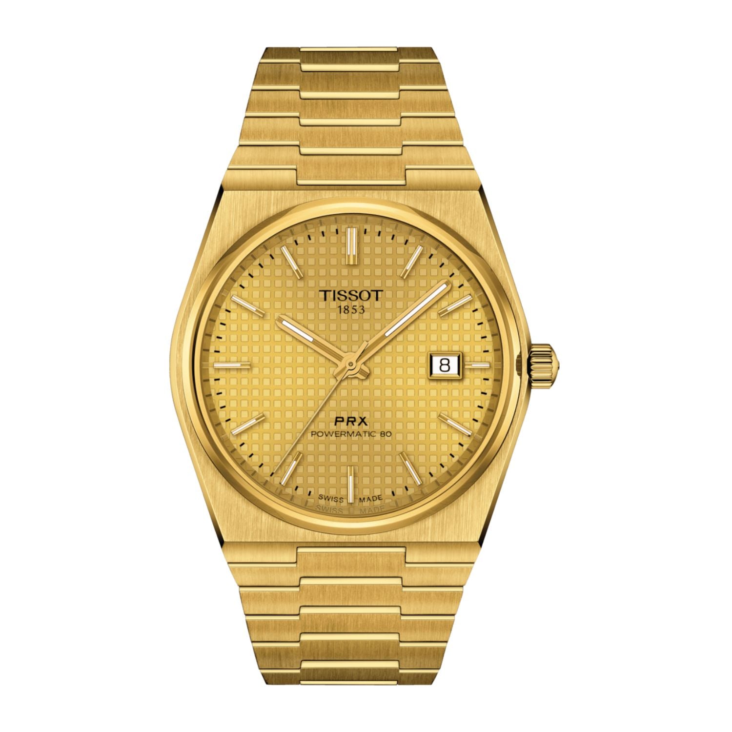 40MM TISSOT PRX POWERMATIC 80 AUTOMATIC WATCH WITH YELLOW GOLD STAINLESS STEEL
