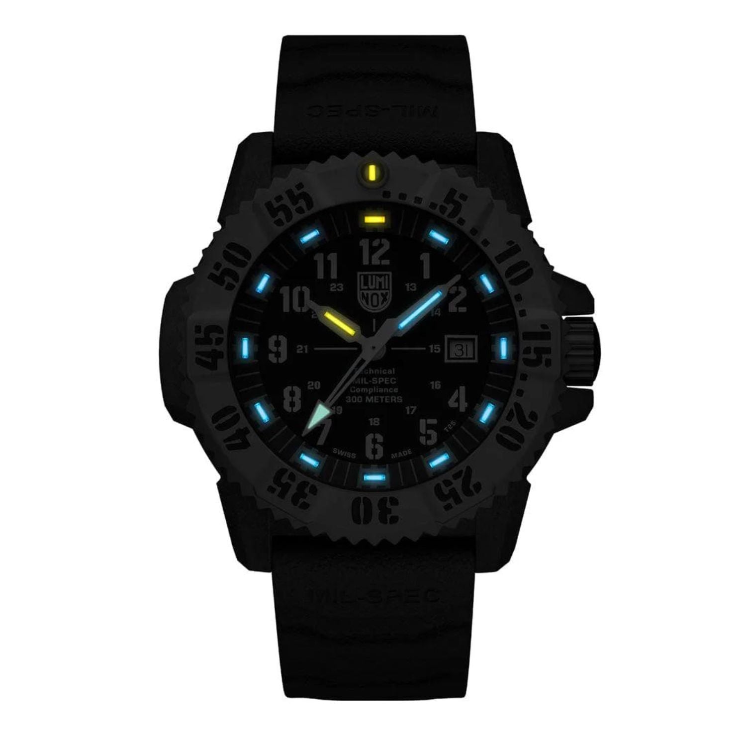 46MM LUMINOX MIL-SPEC QUARTZ BLACK CARBONOX WATCH WITH BLACK DIAL AND TITANIUM BEZEL