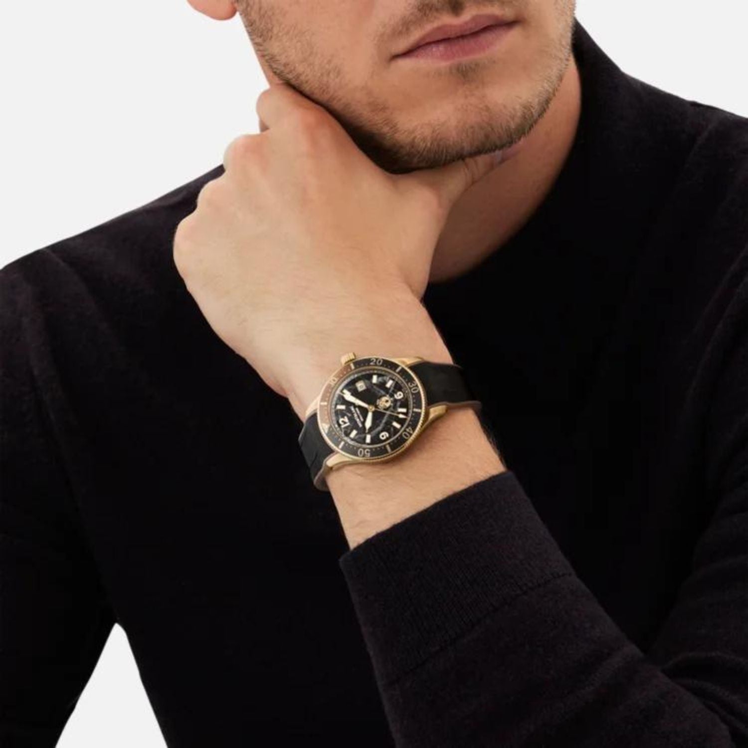 40MM MONTBLANC ICED SEA AUTOMATIC DATE WATCH WITH BRONZE CASE AND BLACK DIAL