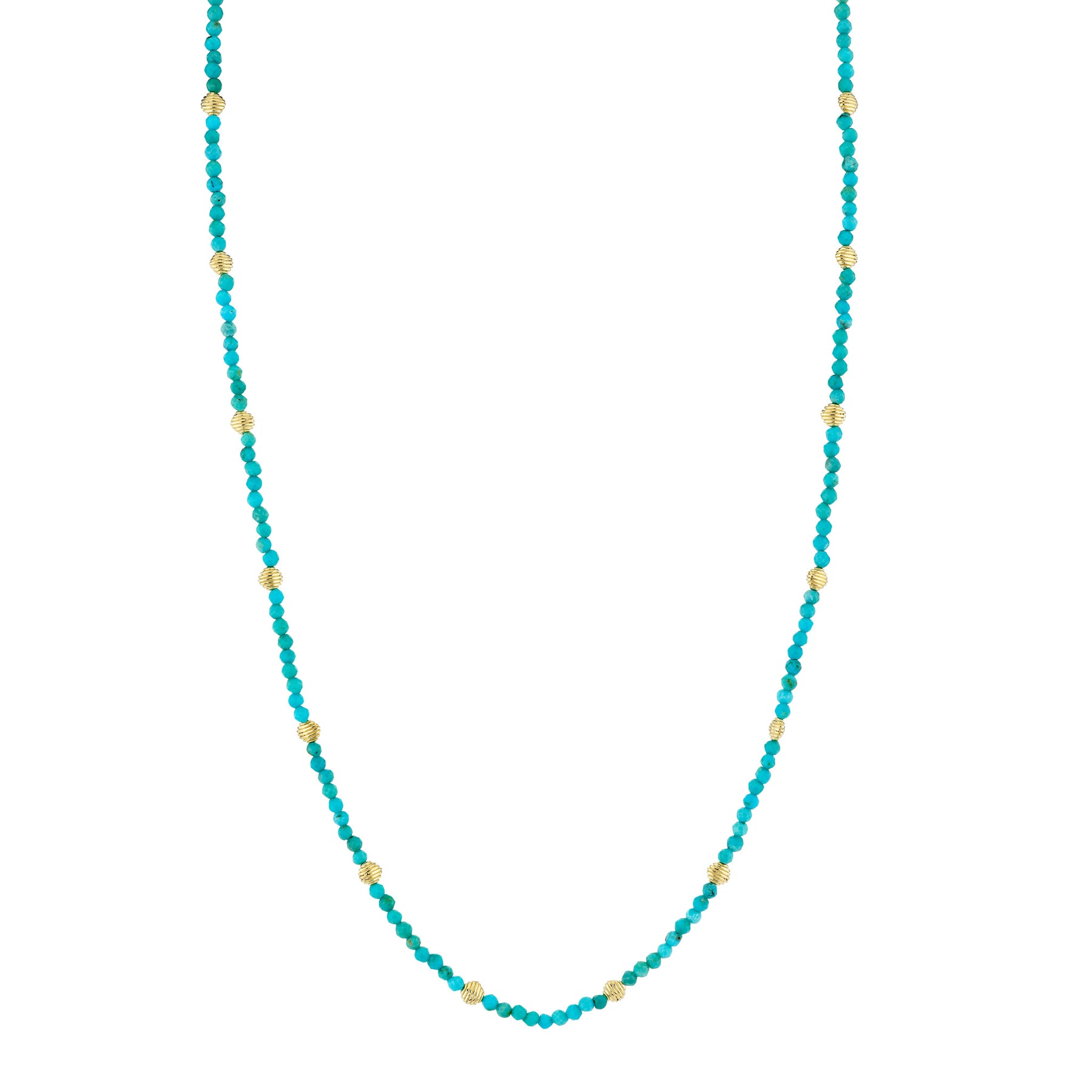 SLOANE STREET 18K YELLOW GOLD TURQUOISE BEAD NECKLACE