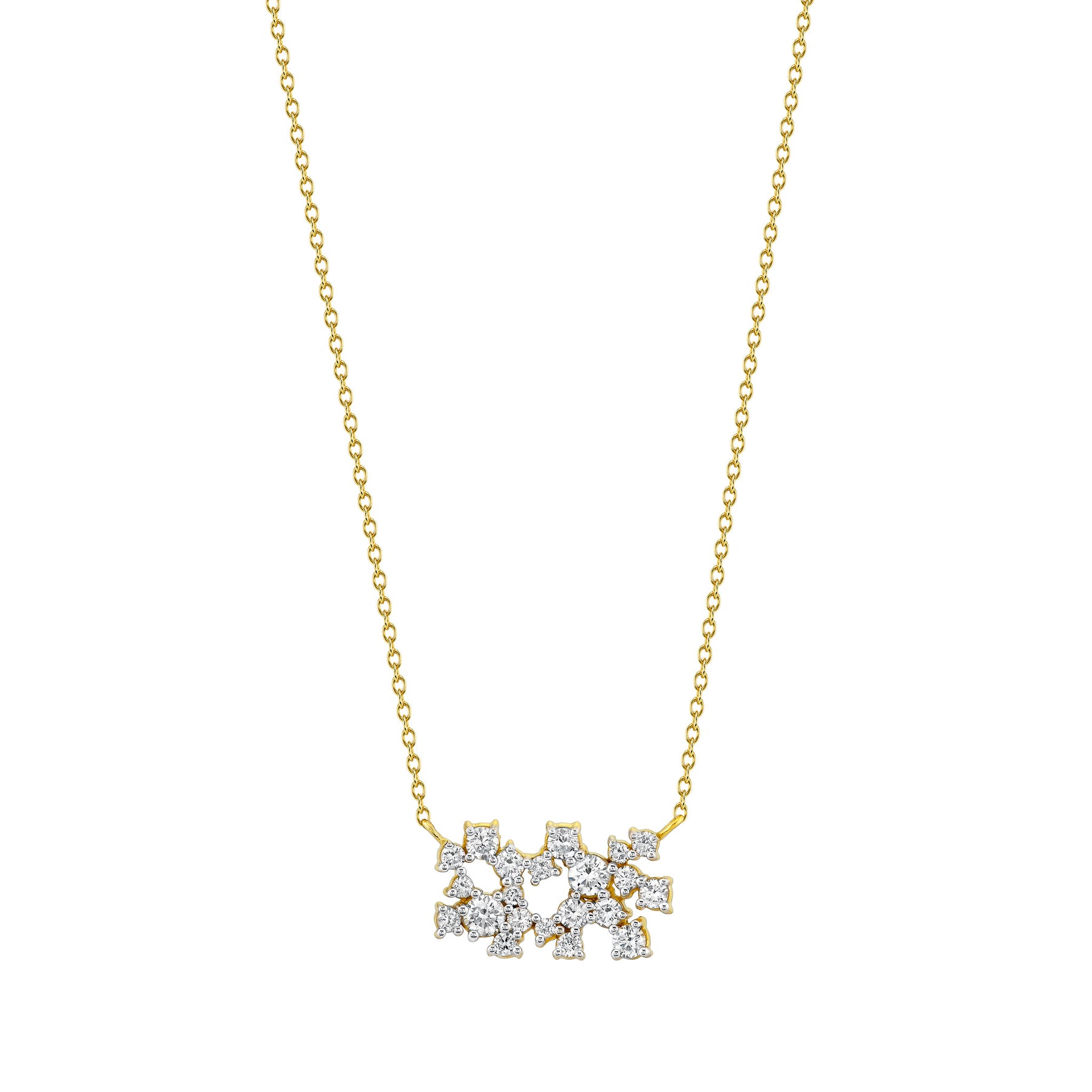 SLOANE STREET 18K YELLOW GOLD DIAMOND CLUSTER CELESTIAL PENDANT NECKLACE - 0.46CTW