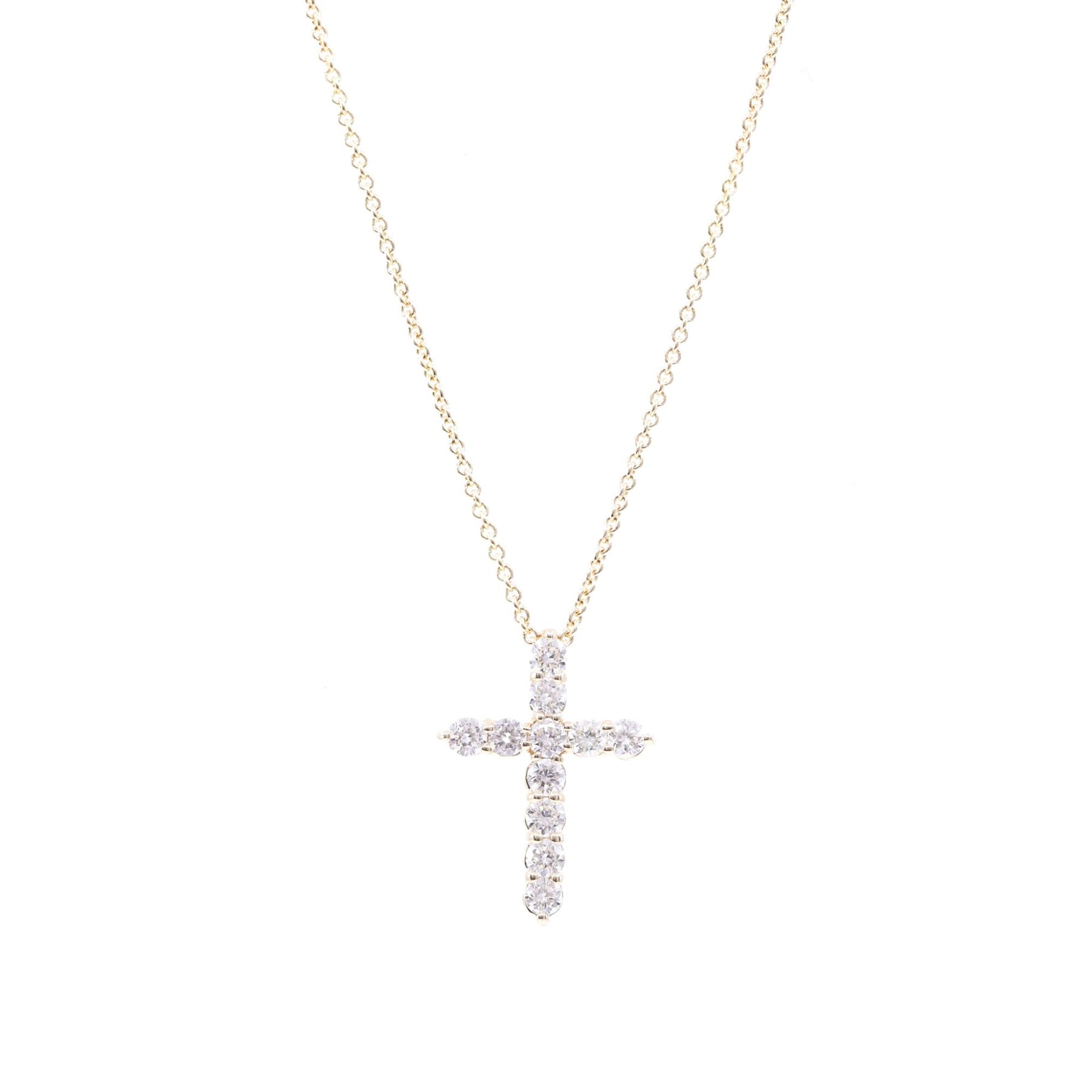 14K YELLOW GOLD CROSS PENDANT 0.57CTW