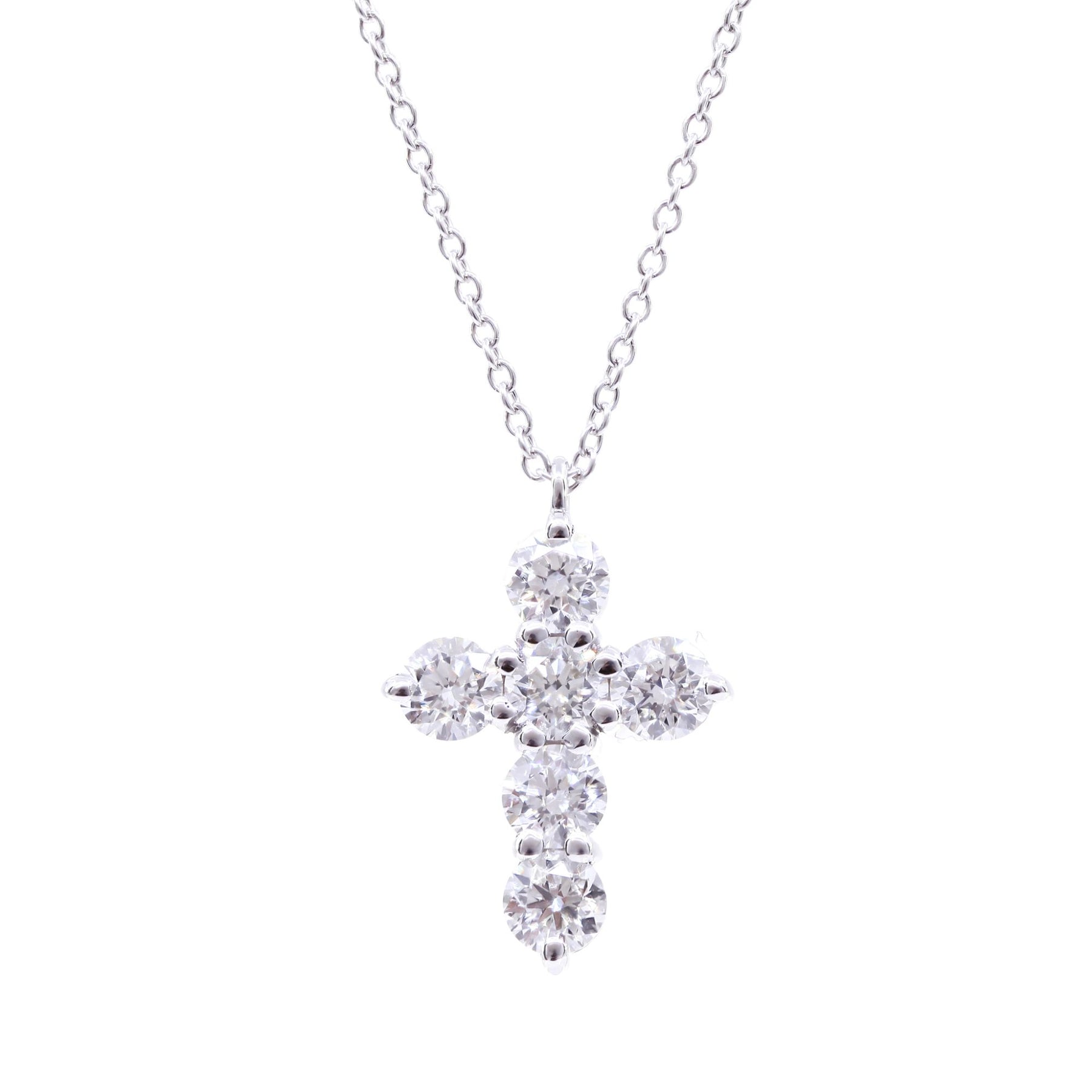 18K WHITE GOLD AND PALLADIUM DIAMOND CROSS PENDANT 1.50CTW