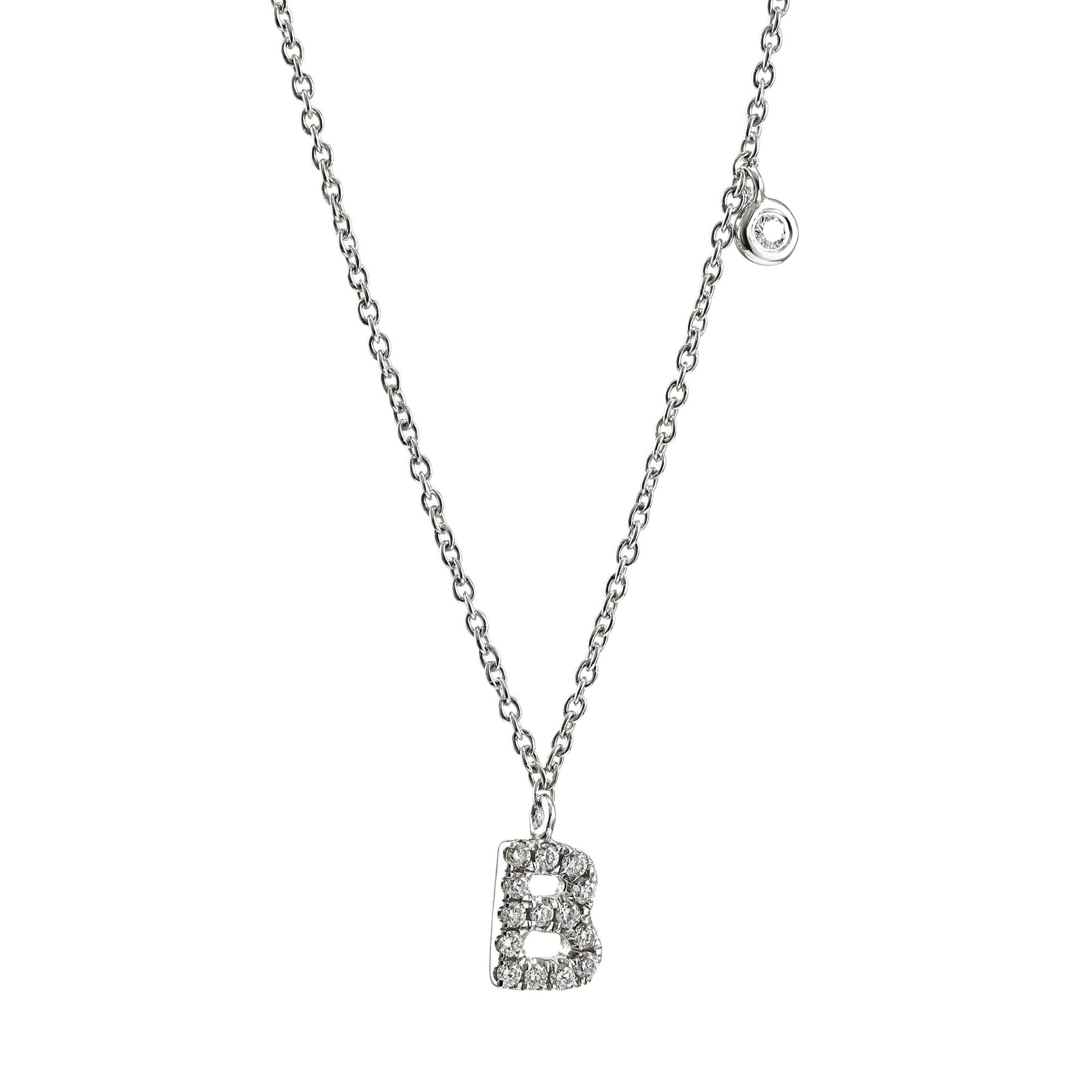 Adjustable 14-16 inch 14K white gold pave diamond &