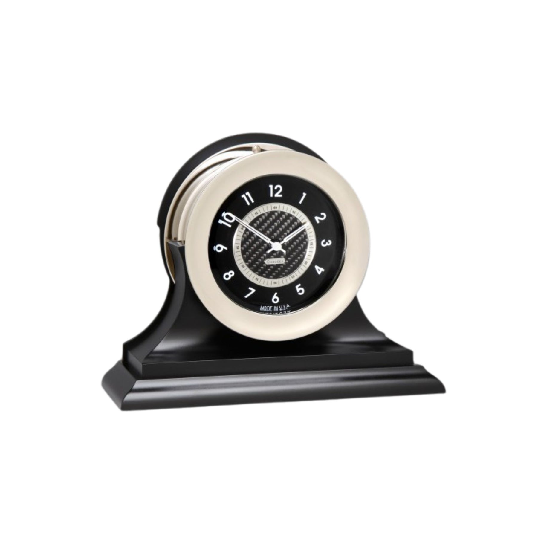 CHELSEA NICKEL DIAMOND CLOCK WITH BLACK WOOD BASE