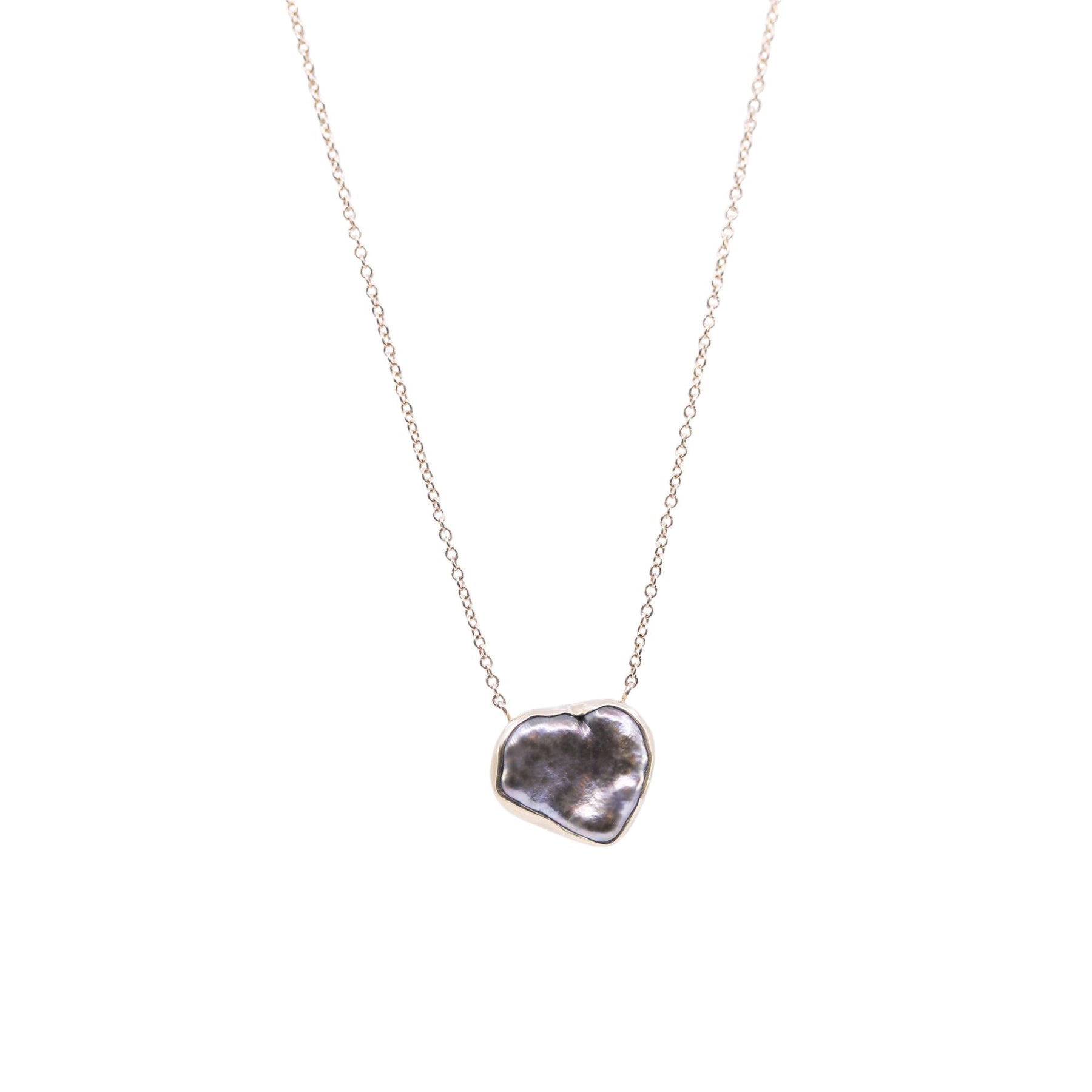 Jamie Joseph sterling silver/14K yellow gold asymmetrical Keshi Tahitian pearl pendant 