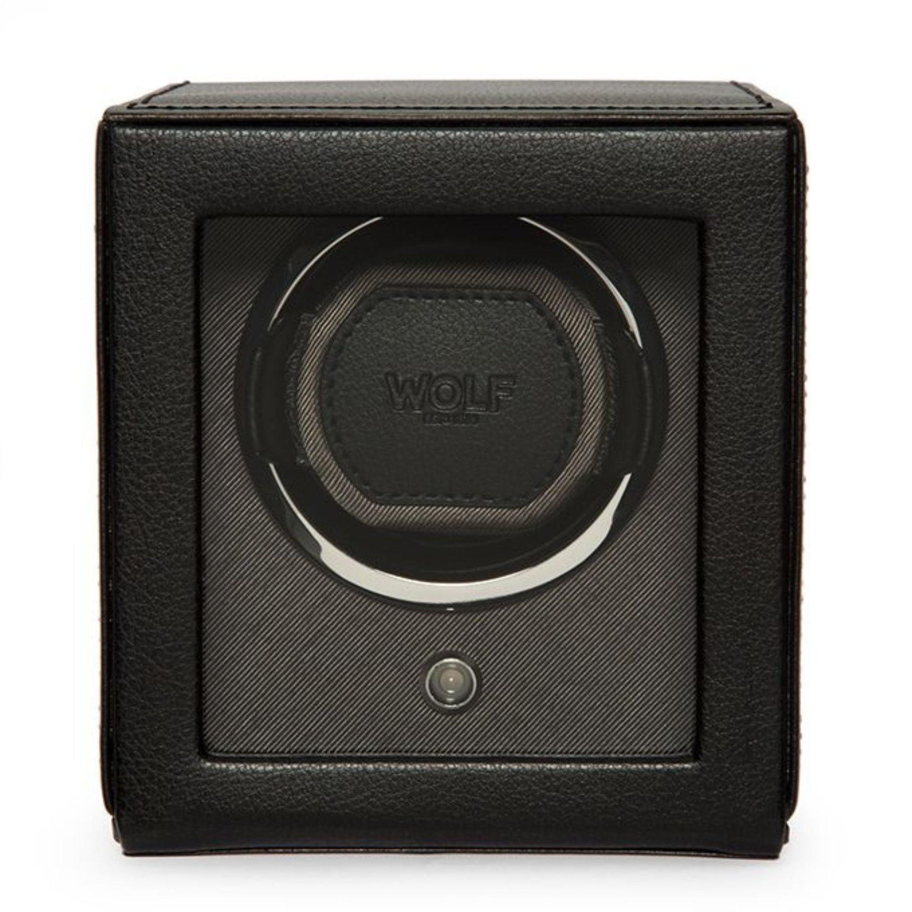 WOLF DESIGNS CUB SINGLE WATCH WINDERWITH BLACK PEBBLE FINISH AND GLASS COVER
