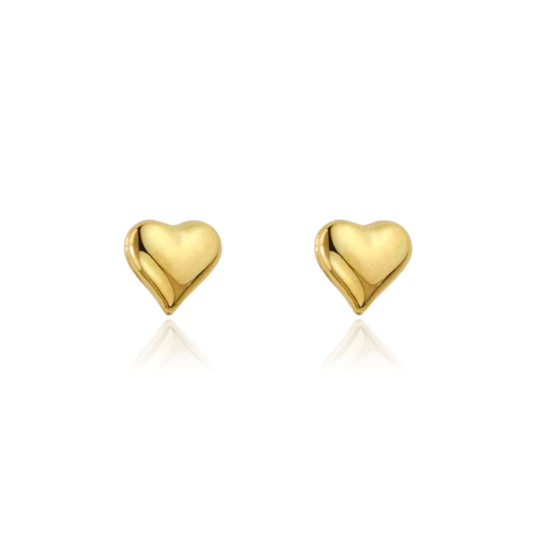 14K YELLOW GOLD 5.5MM PUFFY HEART STUD EARRINGS