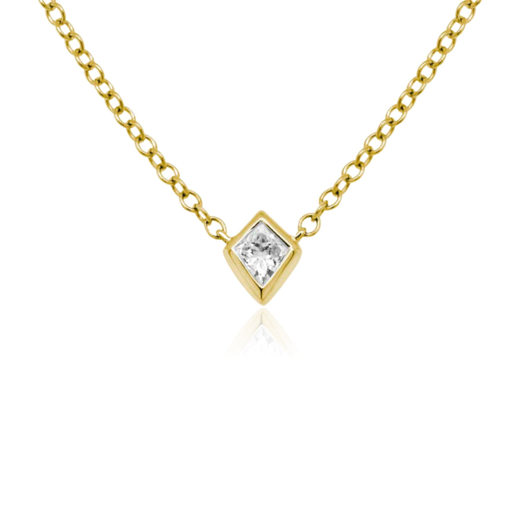 14K YELLOW GOLD KITE-SHAPED DIAMOND PENDANT NECKLACE 0.22CTW