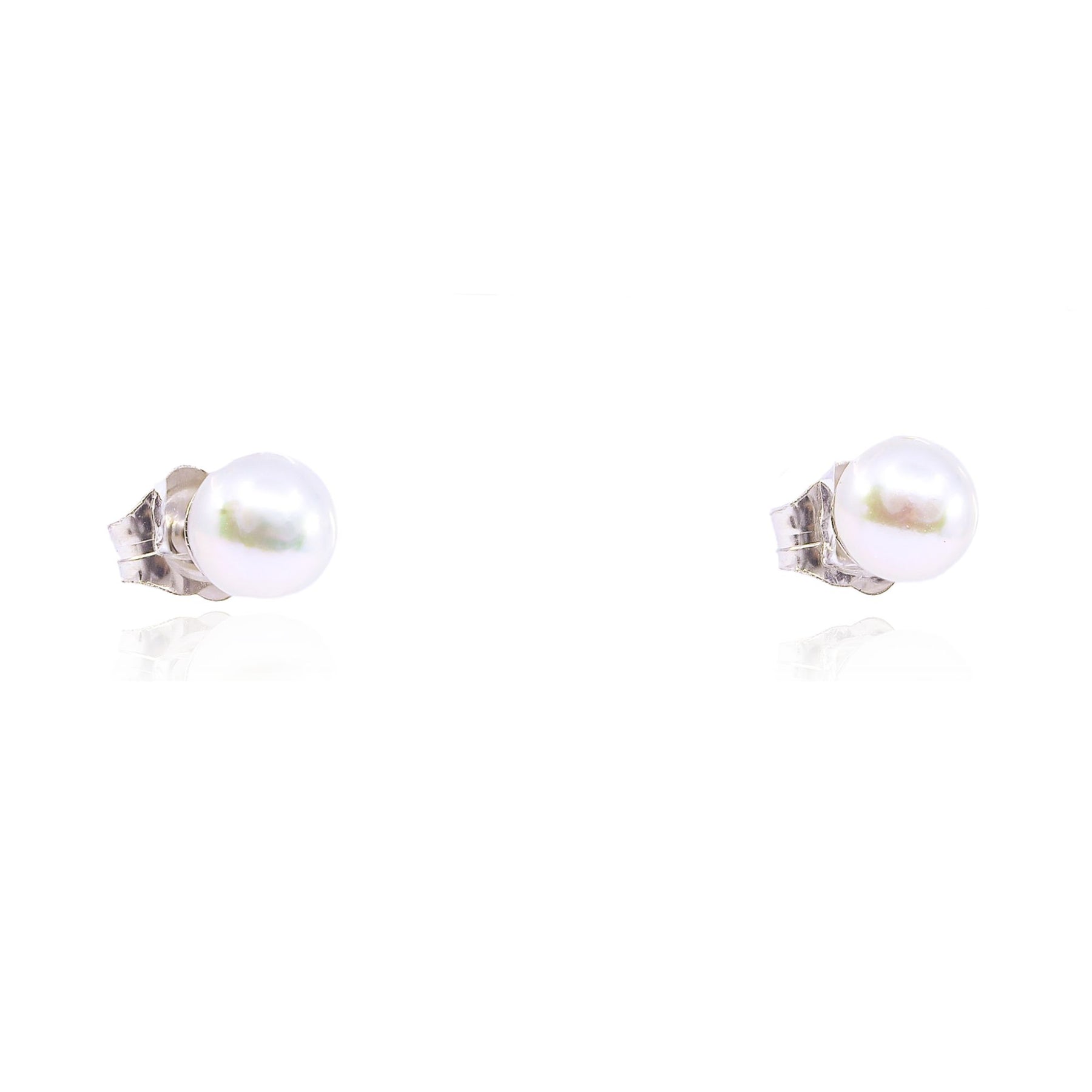 14K WHITE GOLD CULTURED PEARL STUD EARRINGS