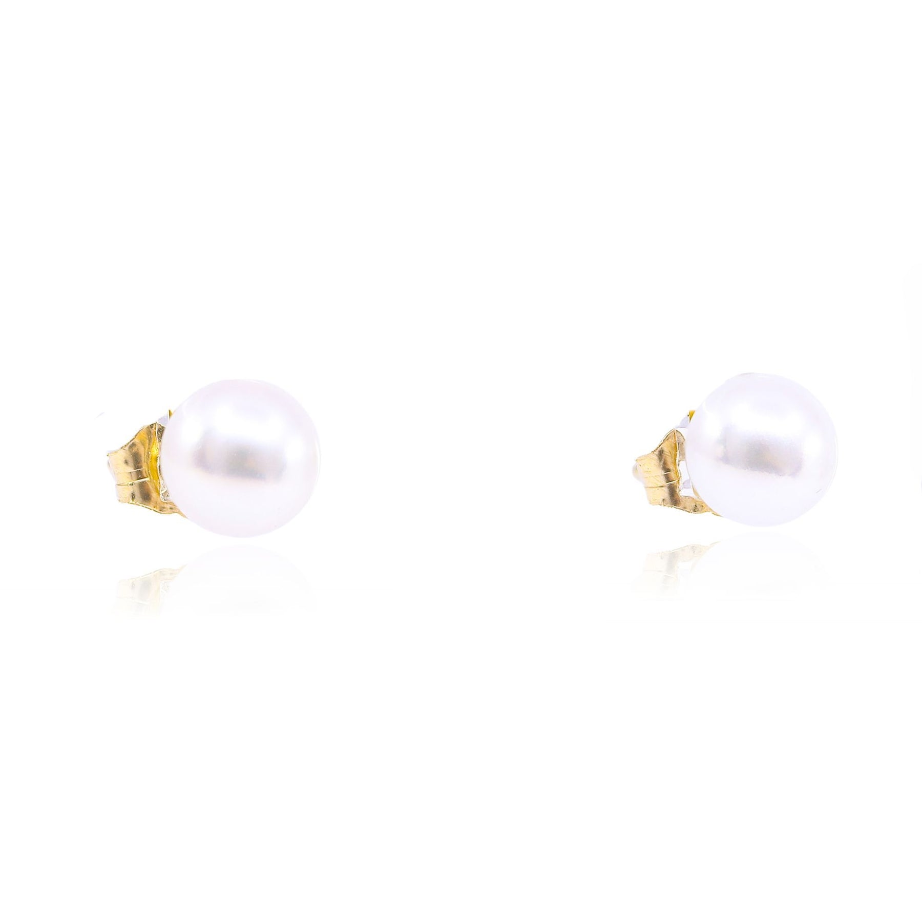 14K YELLOW GOLD CULTURED PEARL STUD EARRINGS