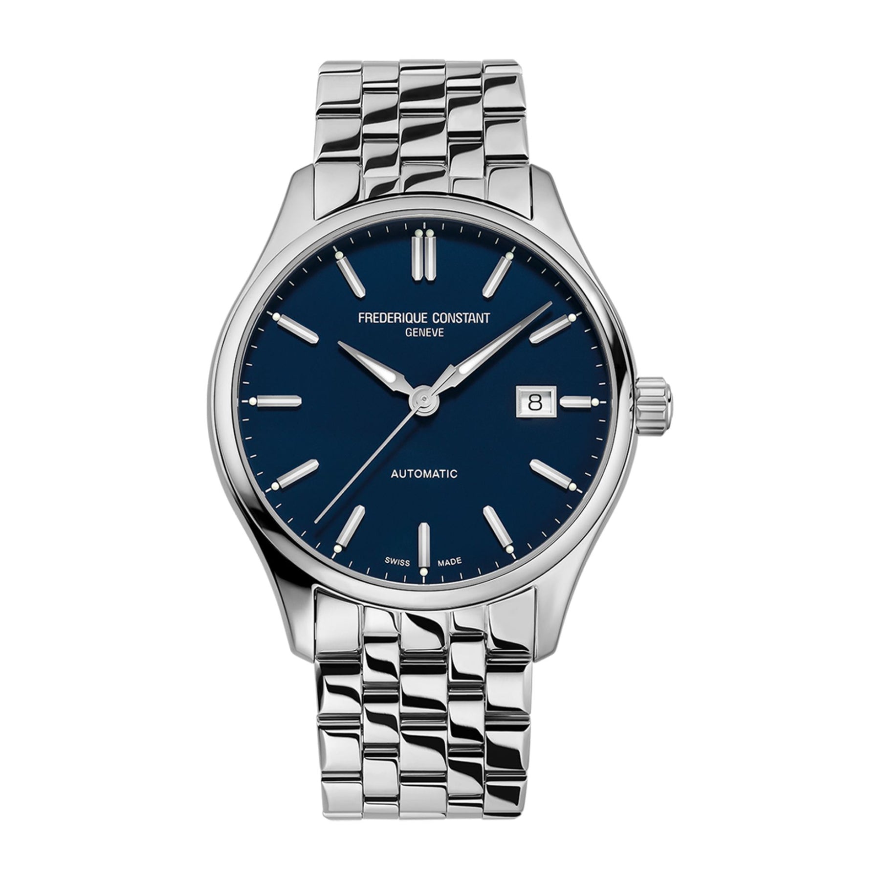 40MM FREDERIQUE CONSTANT CLASSICS INDEX AUTOMATIC WATCH WITH BLUE DATE DIAL