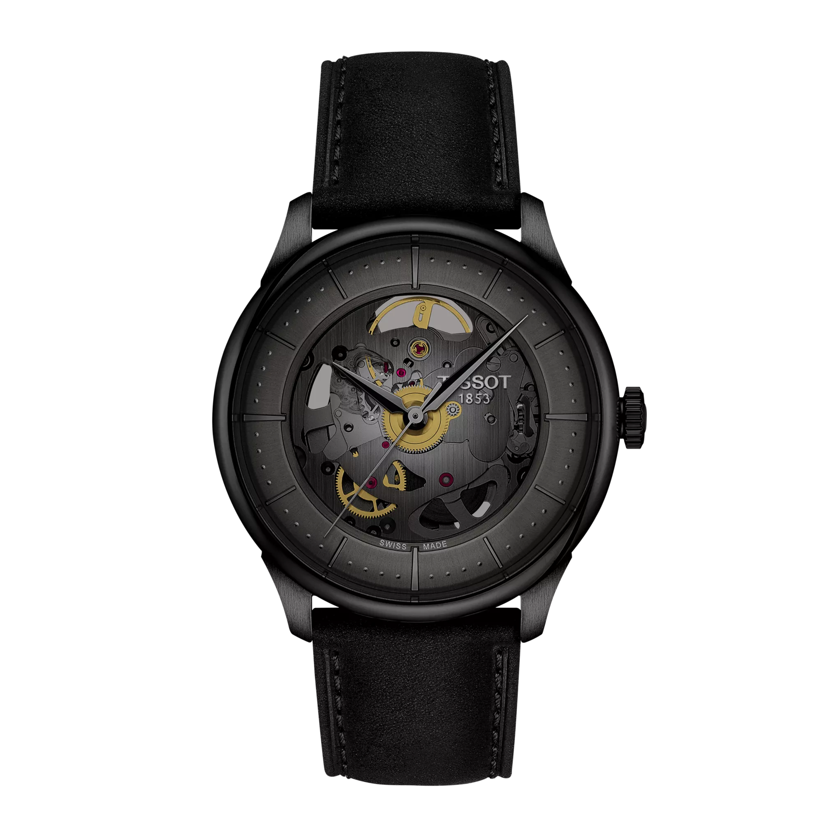 39MM TISSOT CHEMIN DES TOURELLES AUTOMATIC WATCH WITH GUNMETAL GREY DIAL
