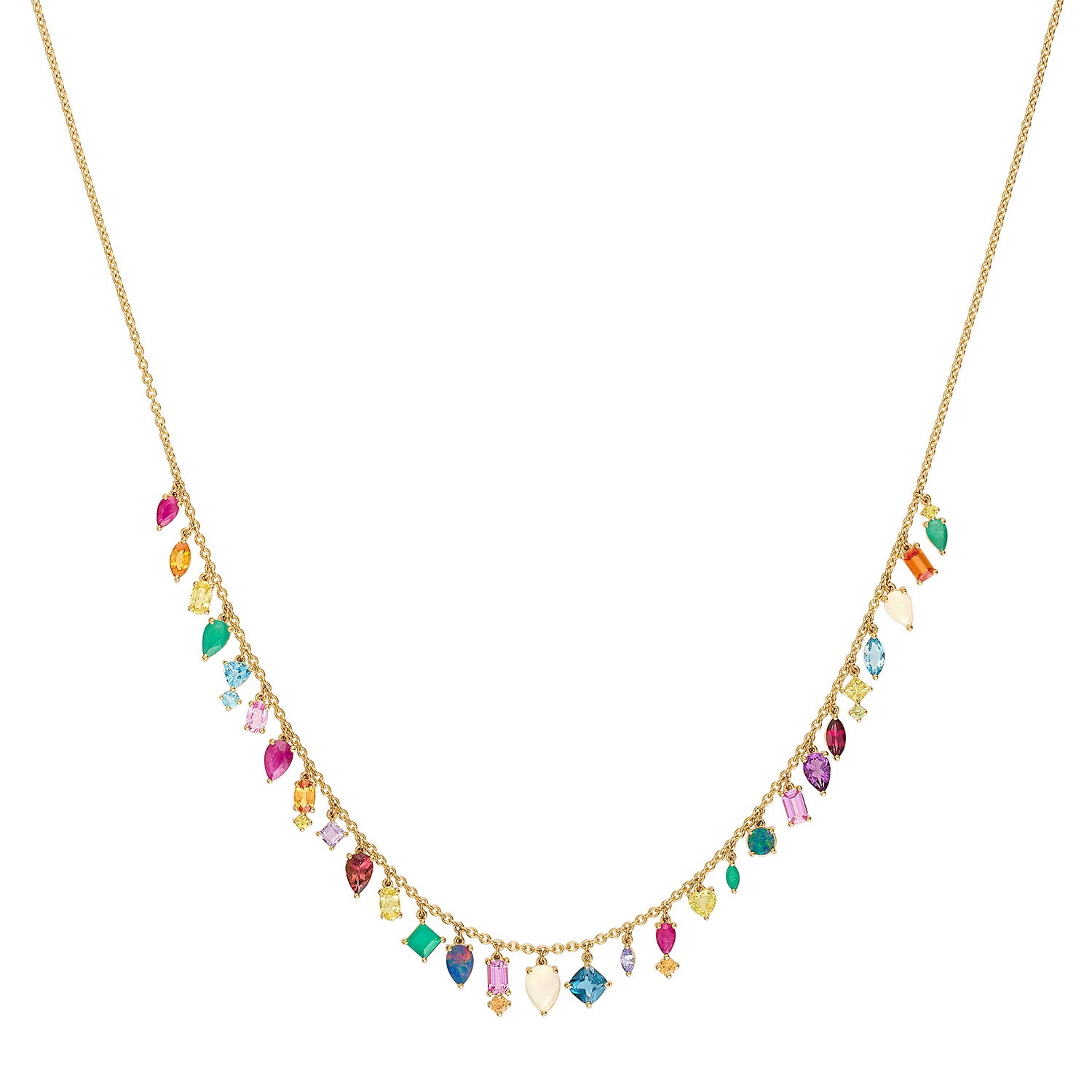EDEN PRESLEY 14K YELLOW GOLD RAINBOW GEMSTONE CHARM NECKLACE EDN041-1RB-18