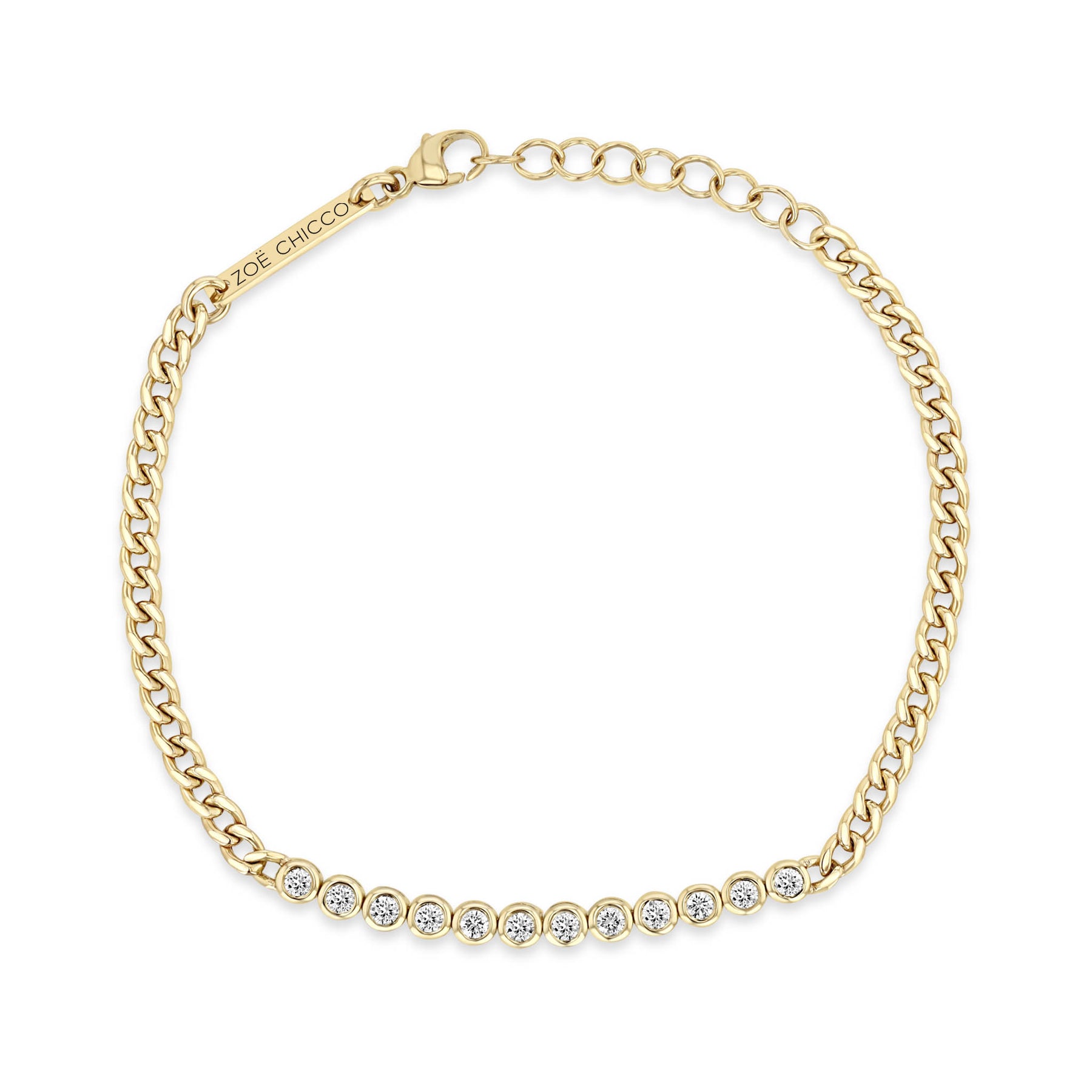 ZOE CHICCO 14K YELLOW GOLD CURB LINK DIAMOND BRACELET