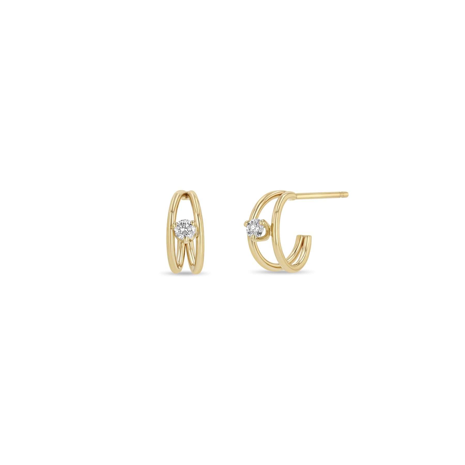 ZOE CHICCO 14K YELLOW GOLD DOUBLE WIRE DIAMOND HOOP EARRINGS