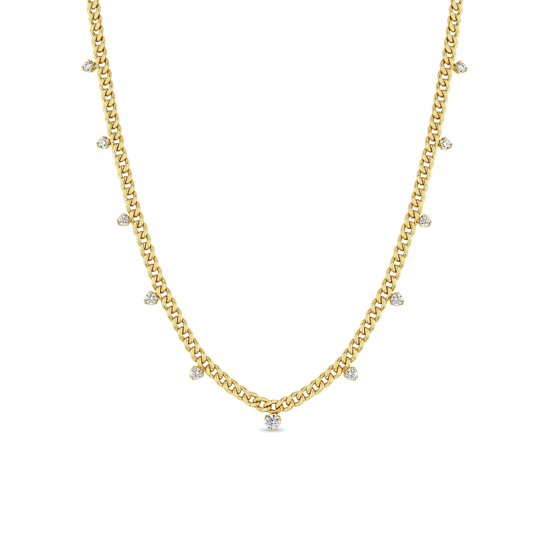 ZOE CHICCO 14K YELLOW GOLD DIAMOND DANGLE CURB LINK NECKLACE