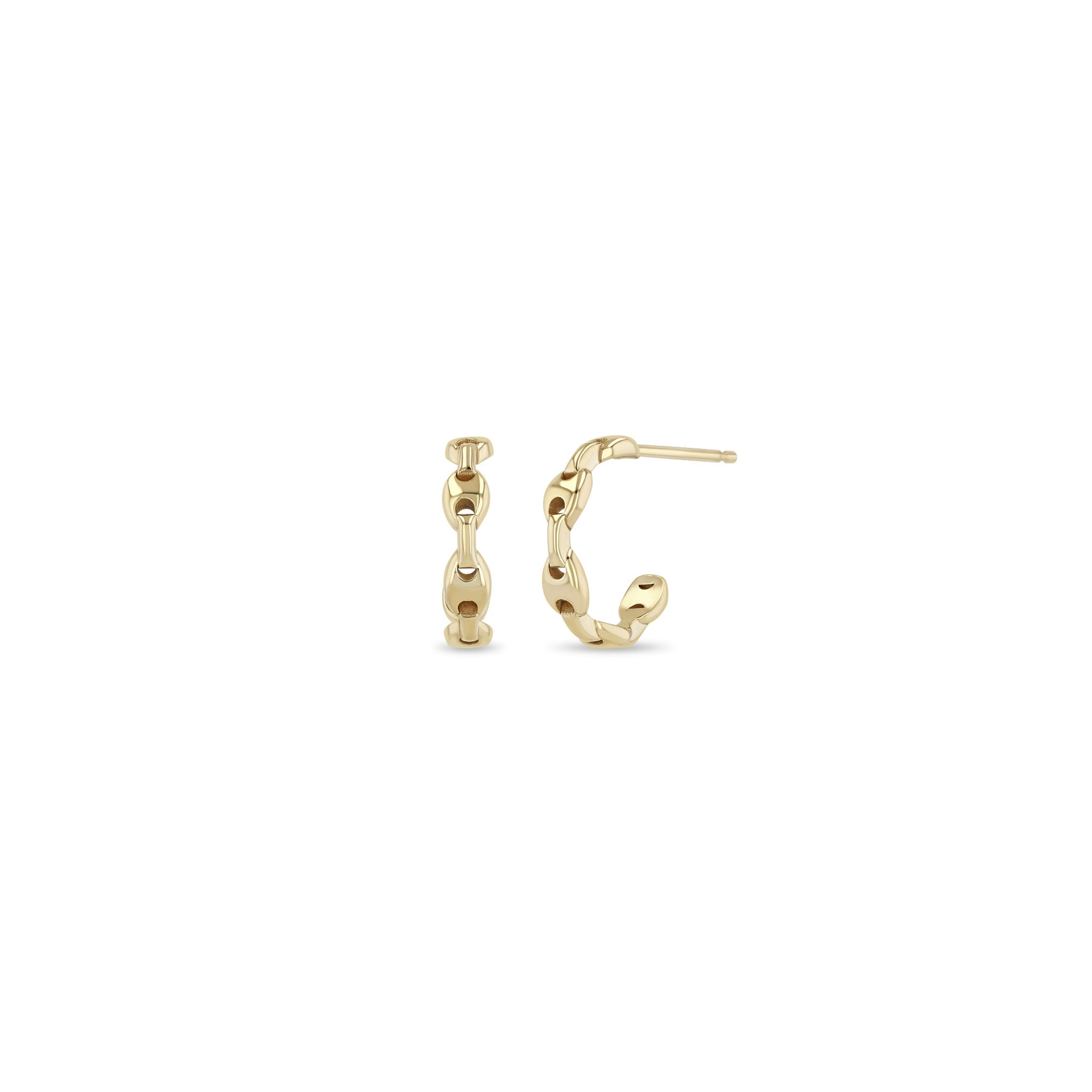 ZOE CHICCO 14K YELLOW GOLD MARINER CHAIN LINK HOOP EARRINGS