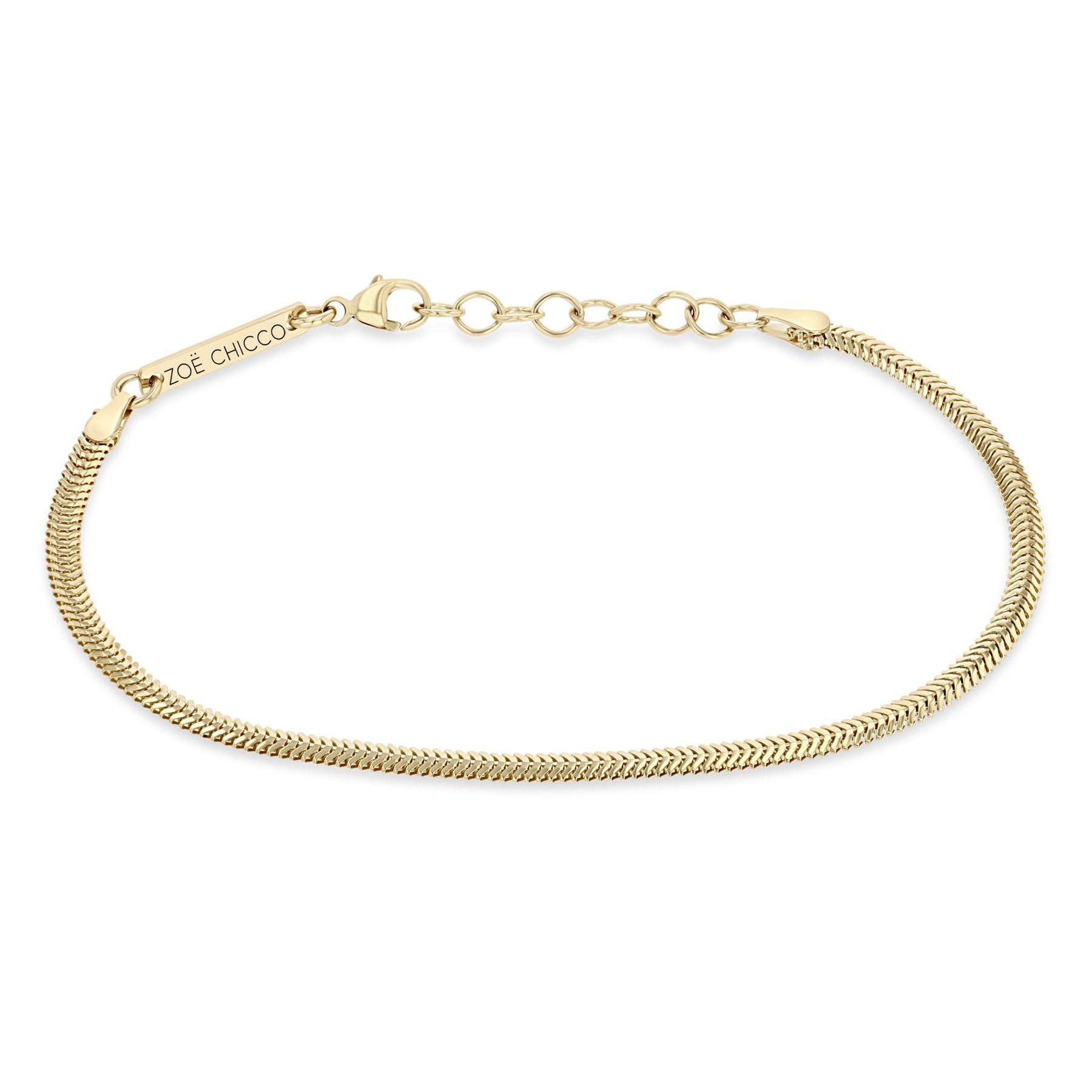 ZOE CHICCO 14K YELLOW GOLD 3MM ROUNDED SNAKE CHAIN BRACELET